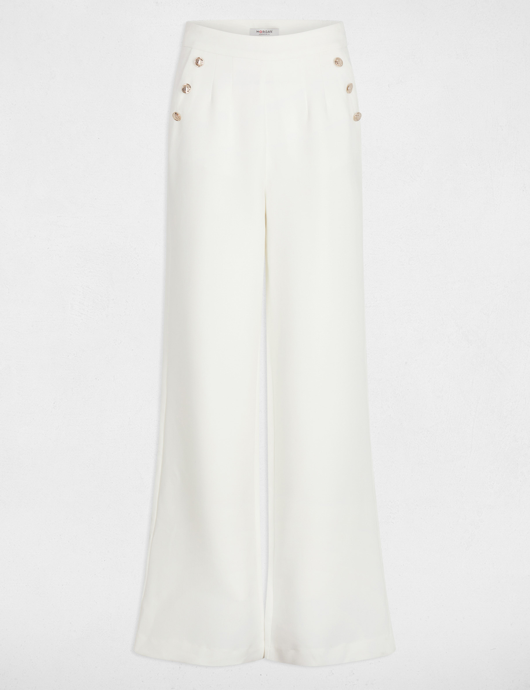 pantalon large a boutons blanc femme Pantalon large à boutons blanc femme
