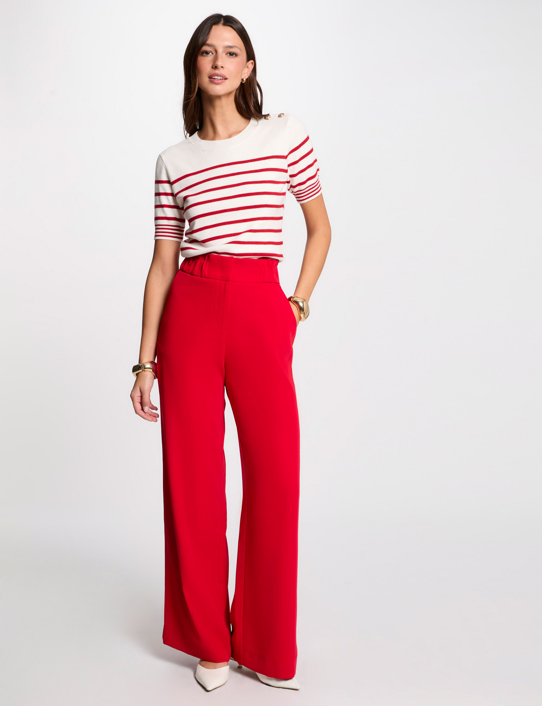 pantalon large fronces rouge femme Pantalon large � fronces rouge femme