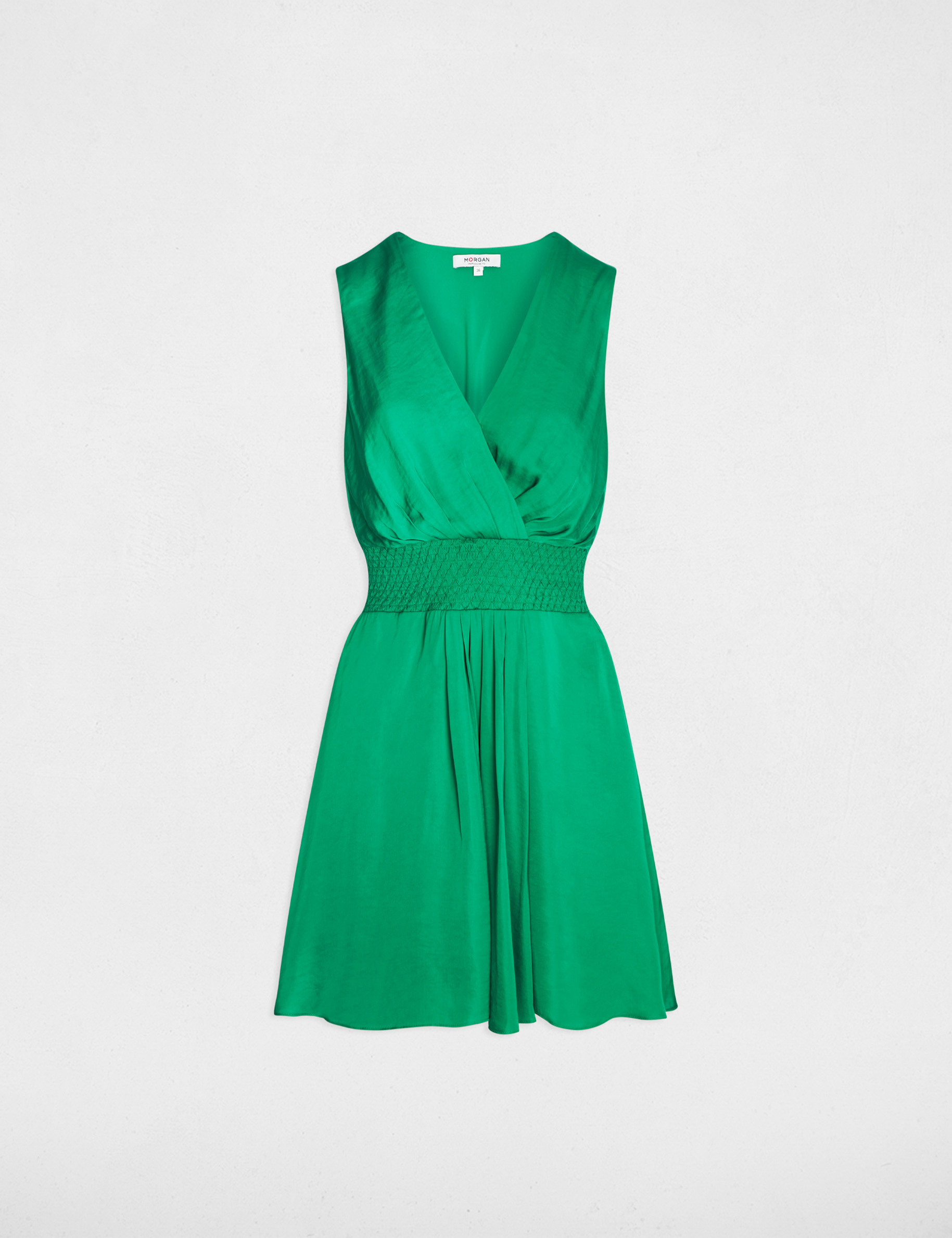 Robe courte cache coeur vert prairie femme