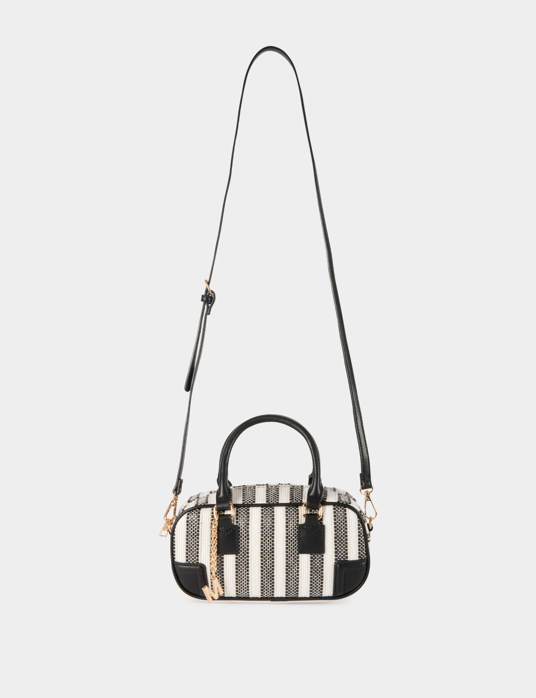 Sac tiss&eacute; ray&eacute; ivoire femme