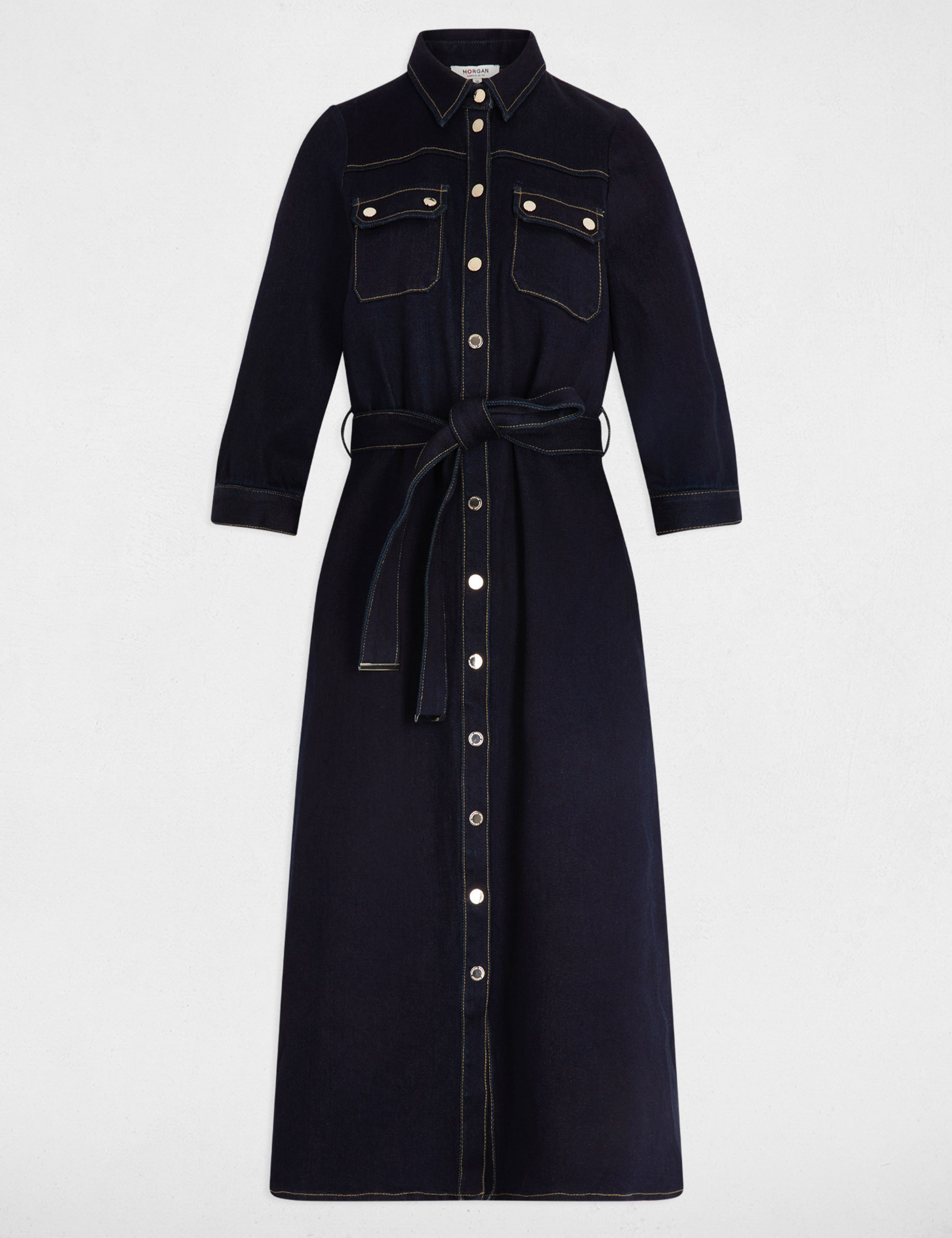 robe 34 boutonnee denim brut femme Robe 3/4 boutonnée denim brut femme