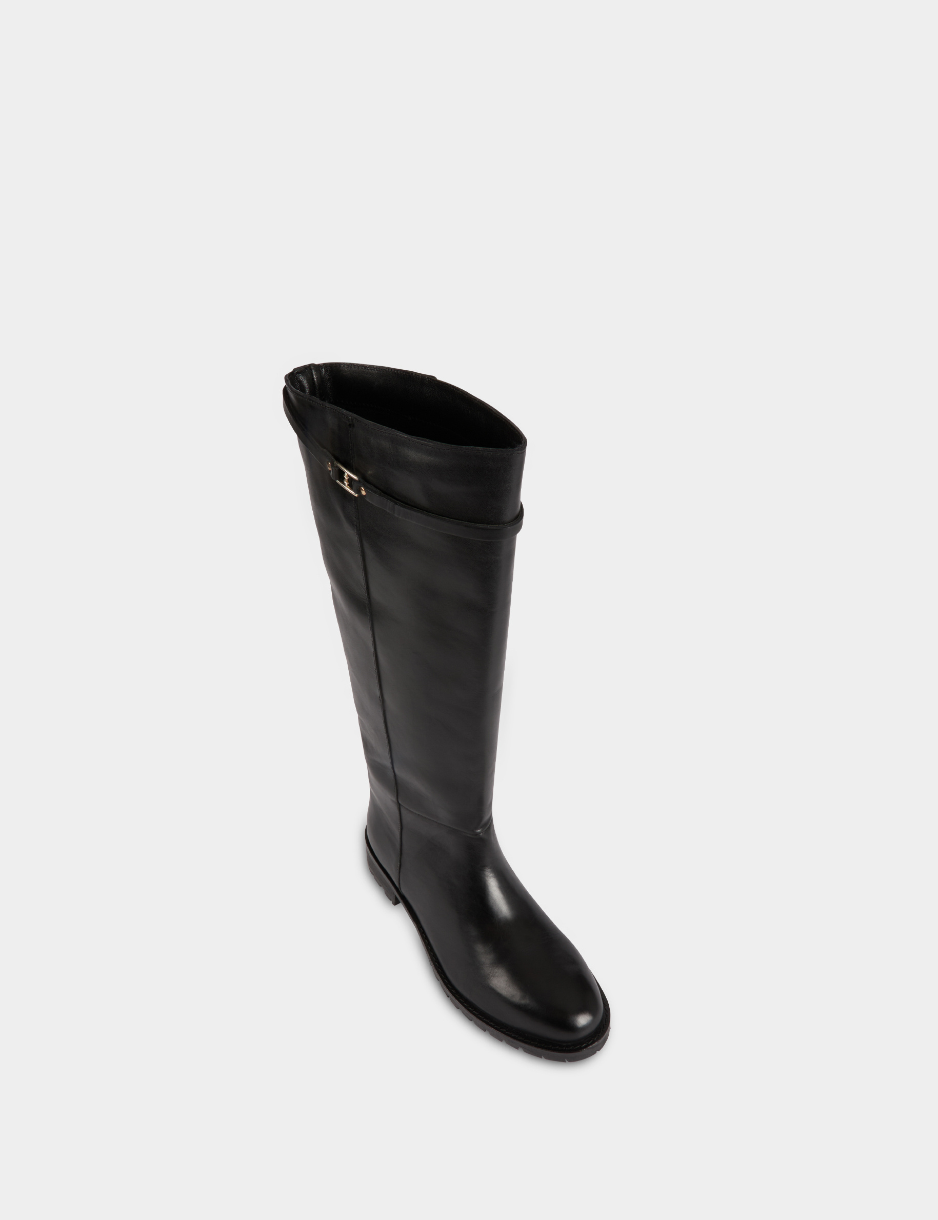 Botte cavali&egrave;re en cuir noir femme