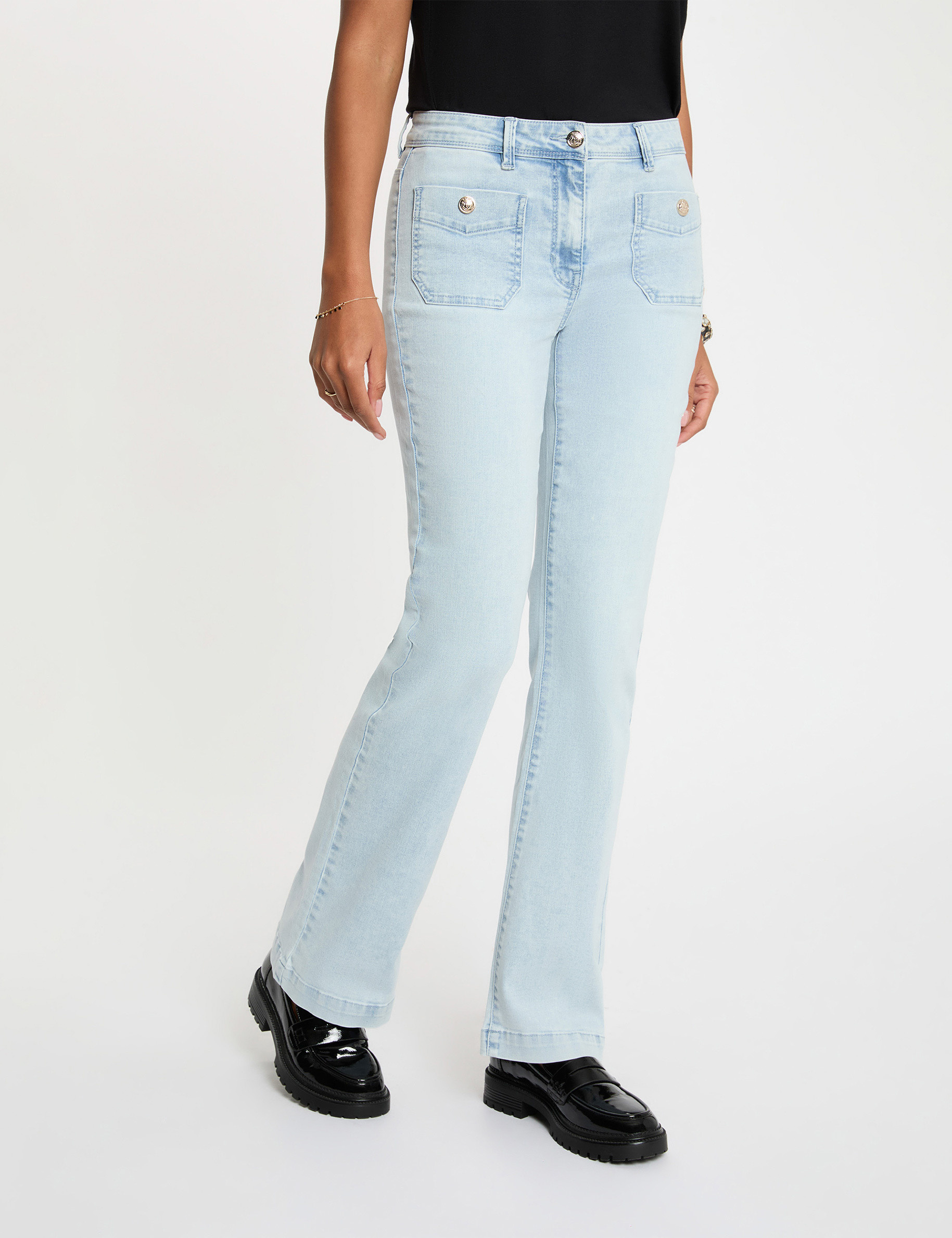 Jean bootcut denim bleach femme