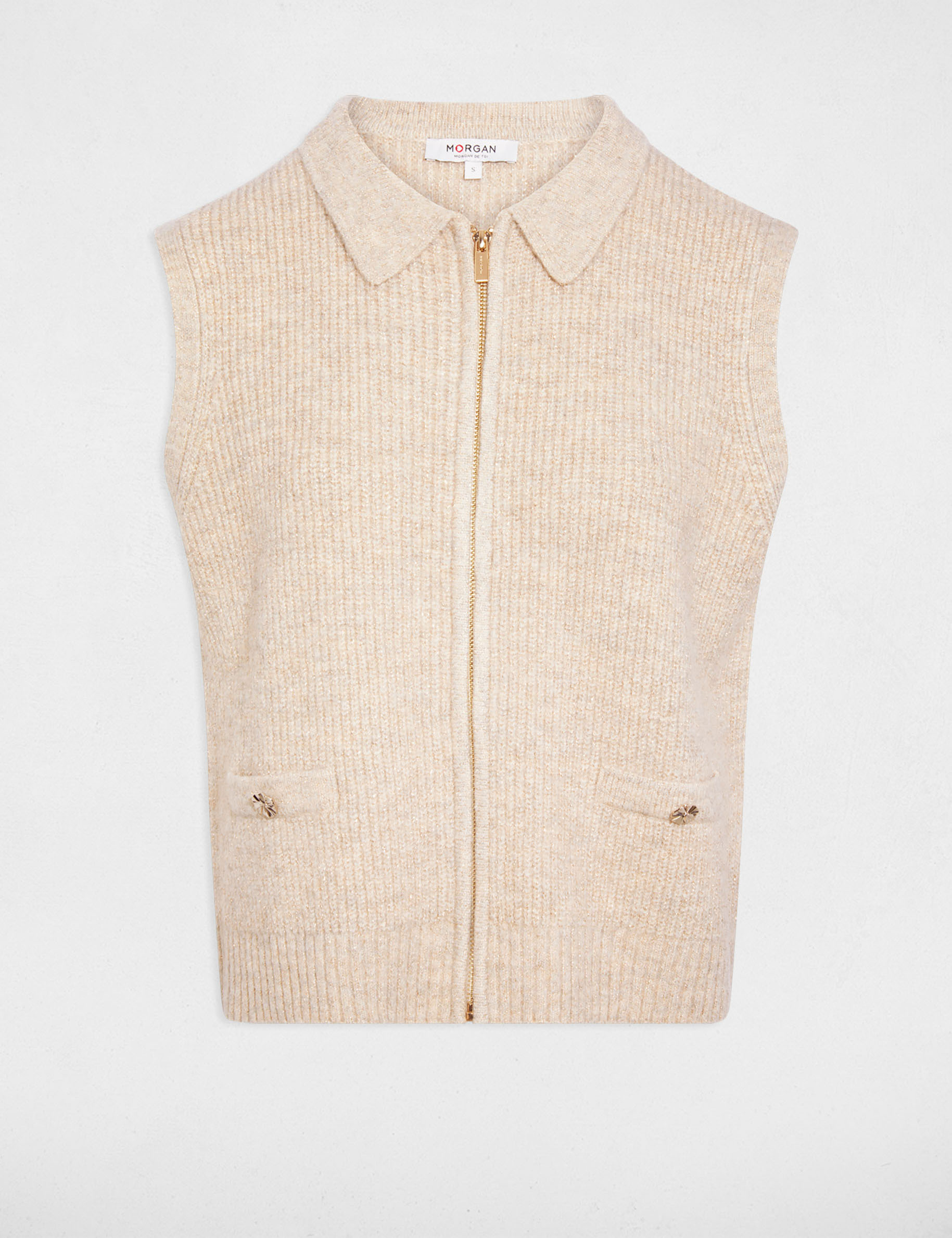 Gilet sans manches creme femme