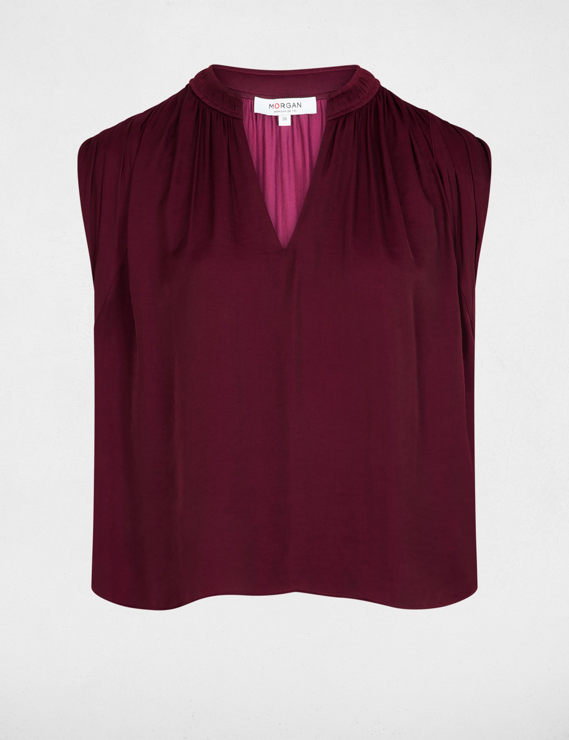 Kurzarm Satinbluse pflaume damen