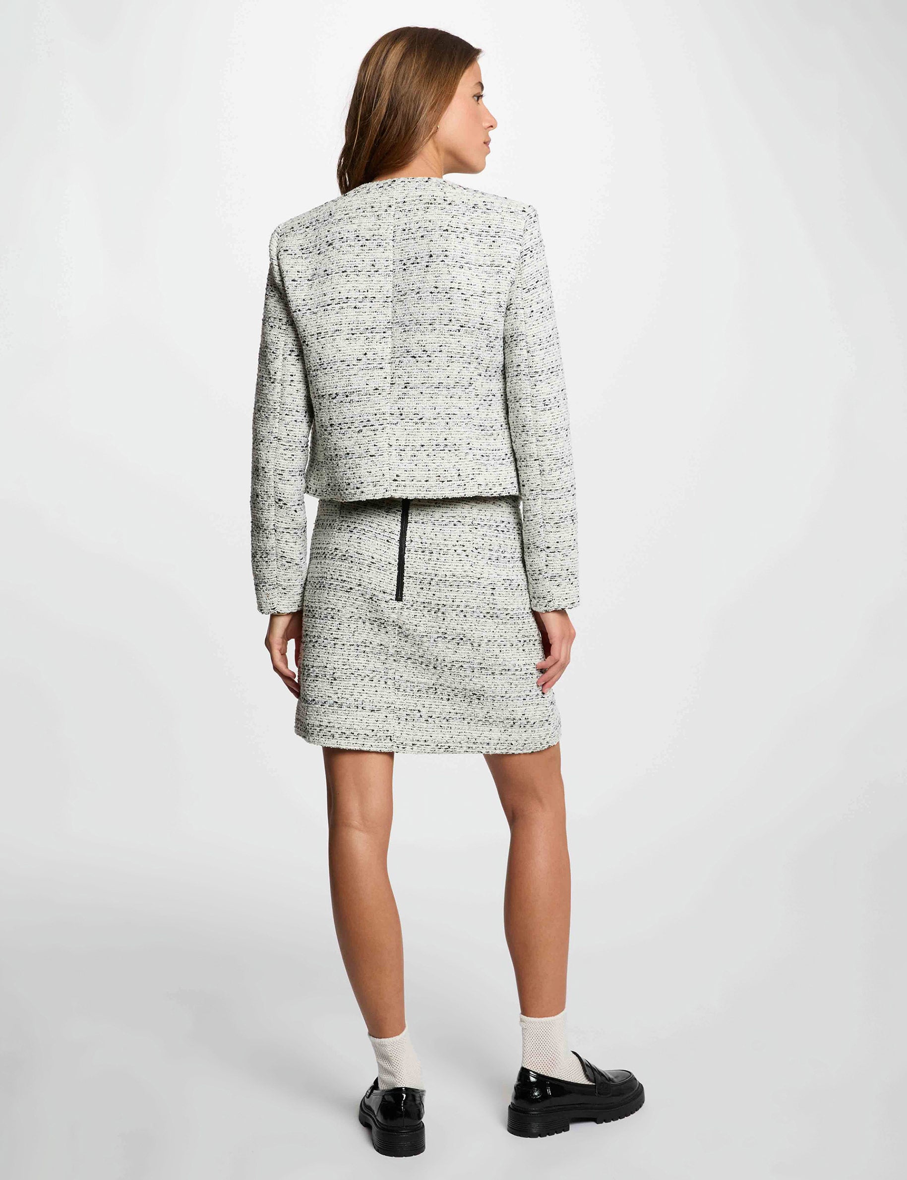 Veste droite col rond ivoire femme