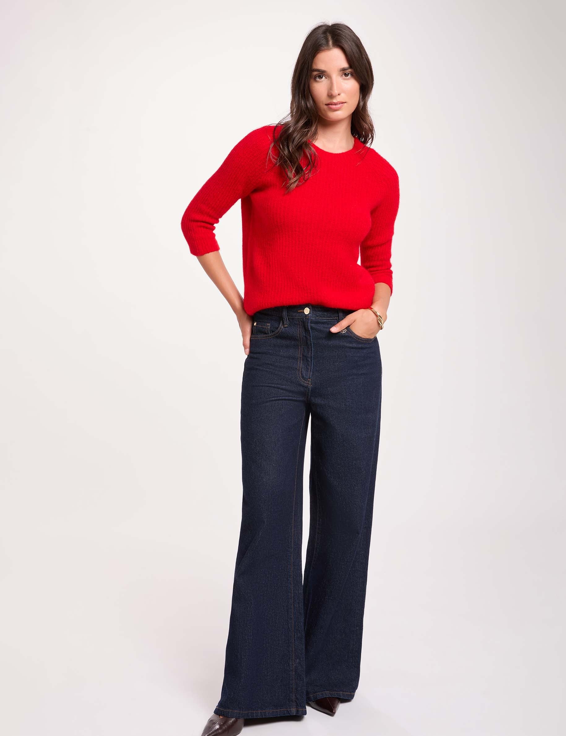 Flauschiger Strickpullover rot damen