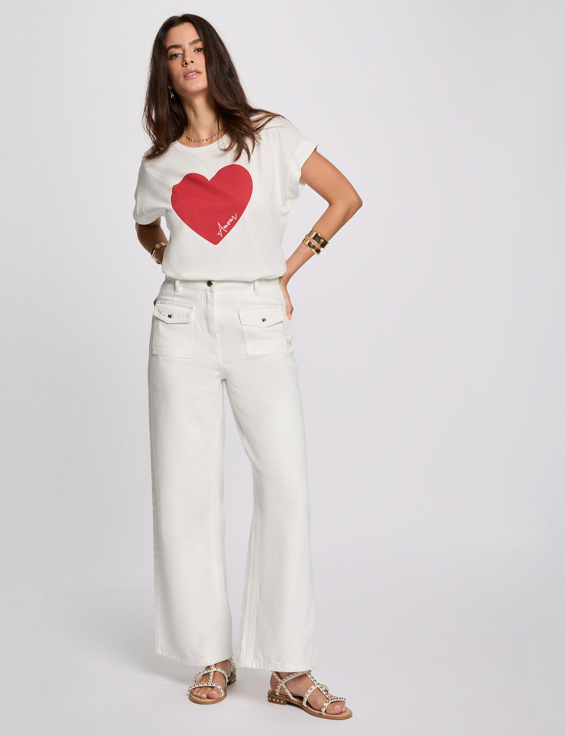 t shirt droit inscription blanc femme T-shirt droit inscription blanc femme