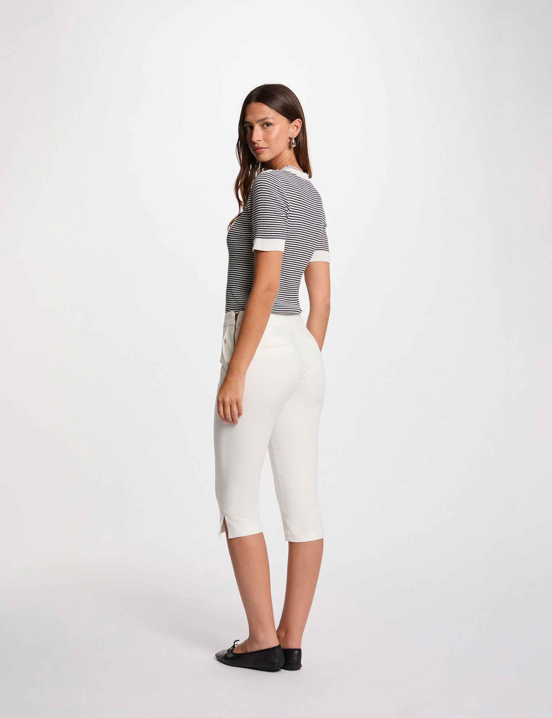 Slim-Fit-Caprihose weiss damen