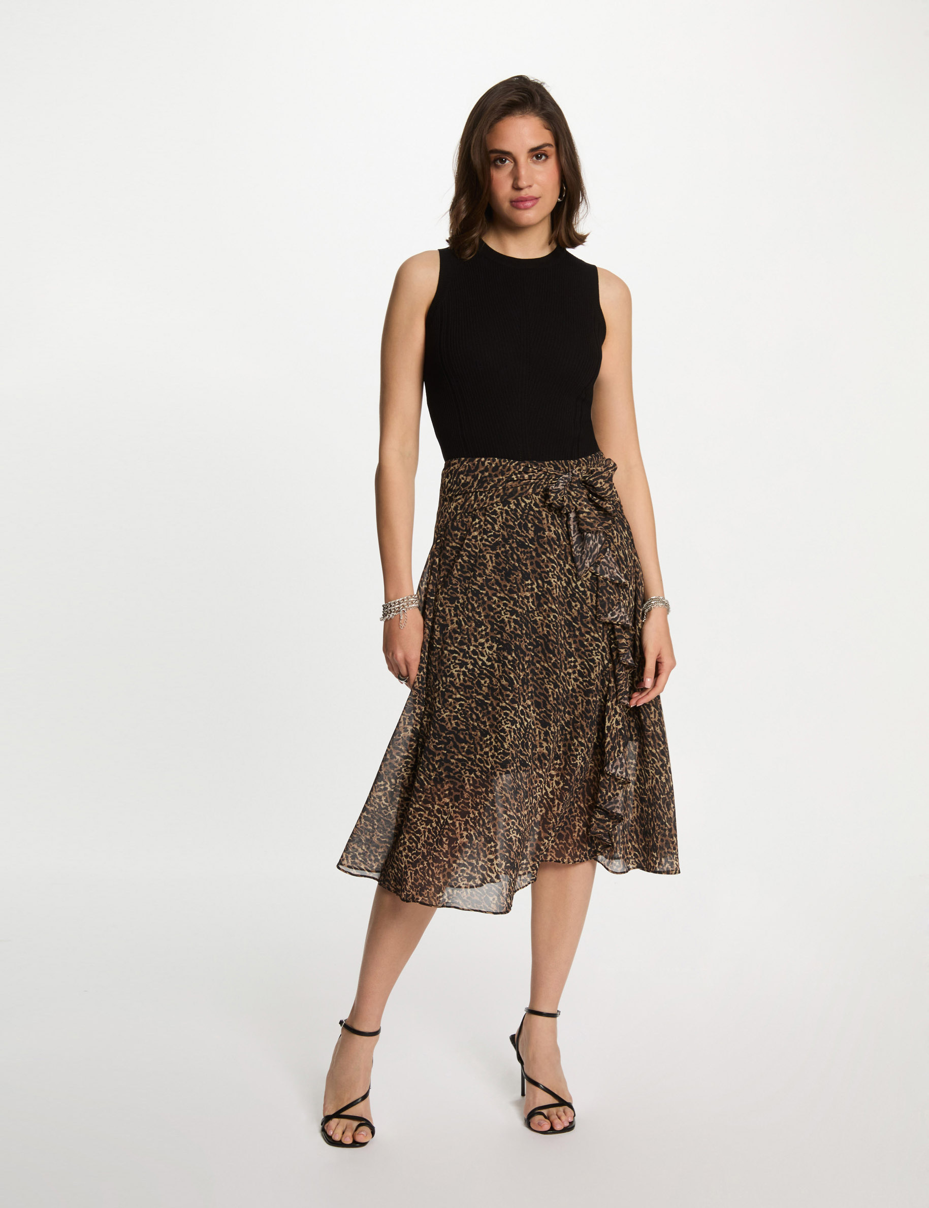 ausgestelltes kleid mit muster mehrfarbig damen Ausgestelltes Kleid mit Muster mehrfarbig damen