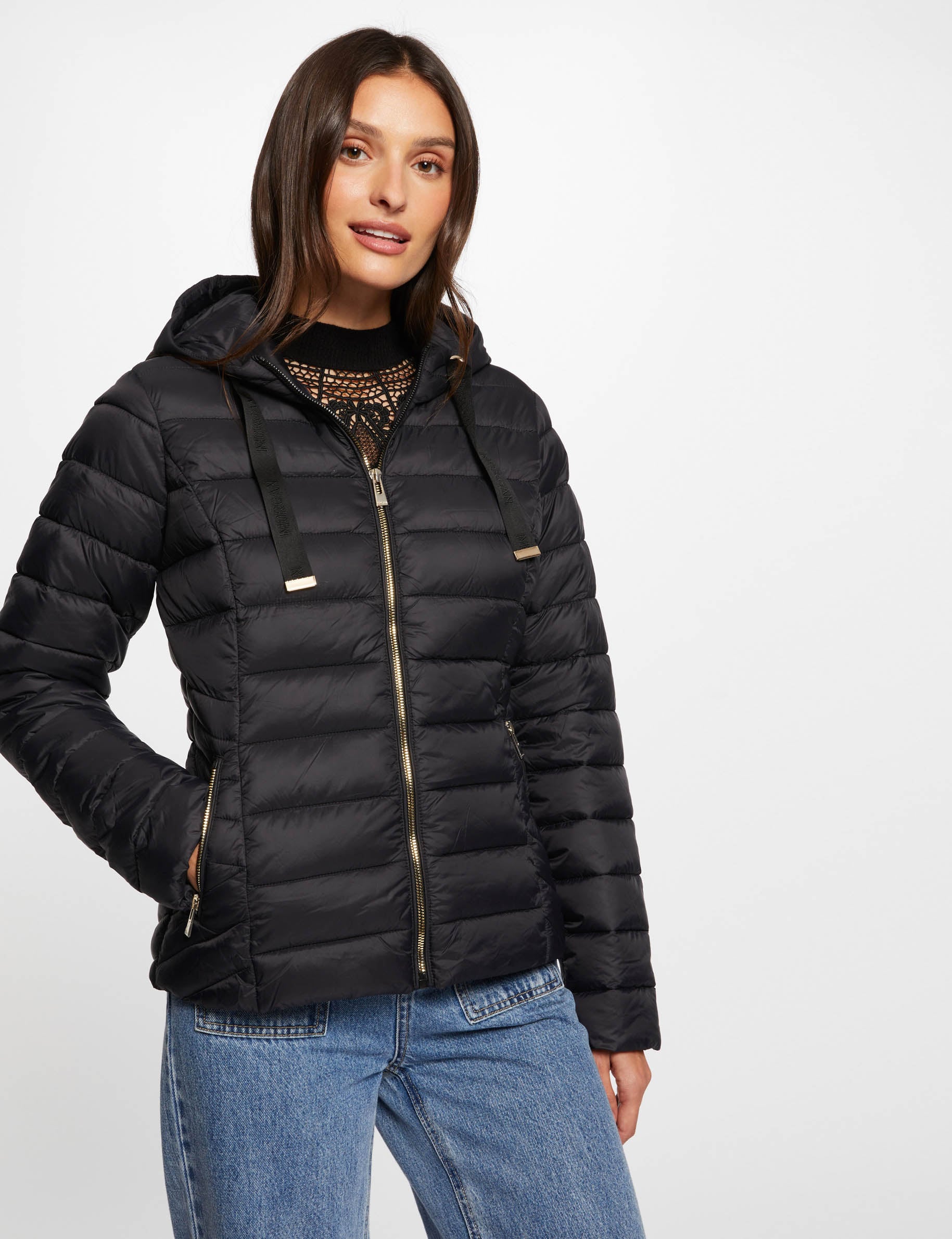 Steppjacke mit Stehkragen schwarz damen