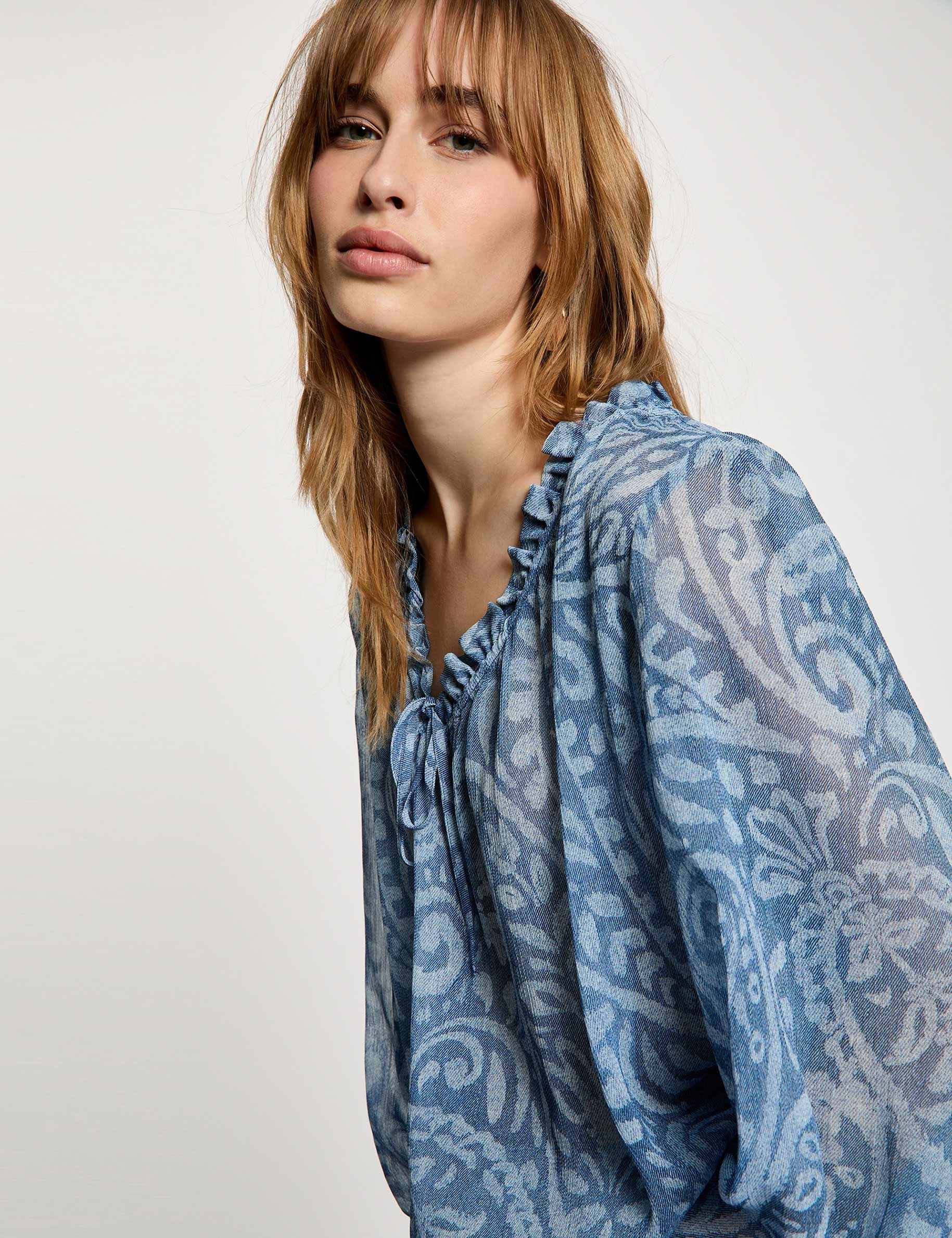 Oberteil mit Puff&auml;rmeln mehrfarbig damen