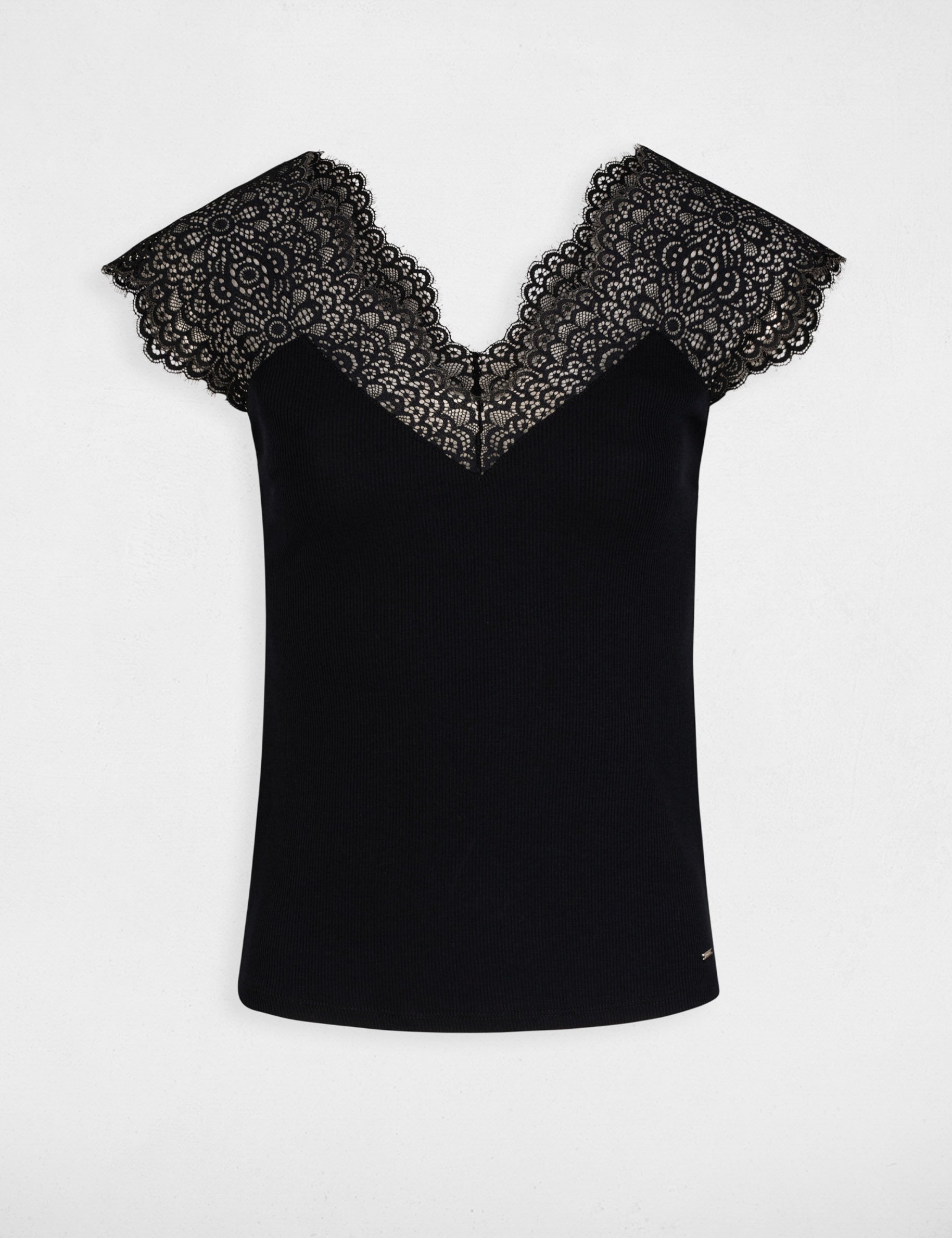 Top mit breiten Tr&auml;gern und aus Spitze marine damen