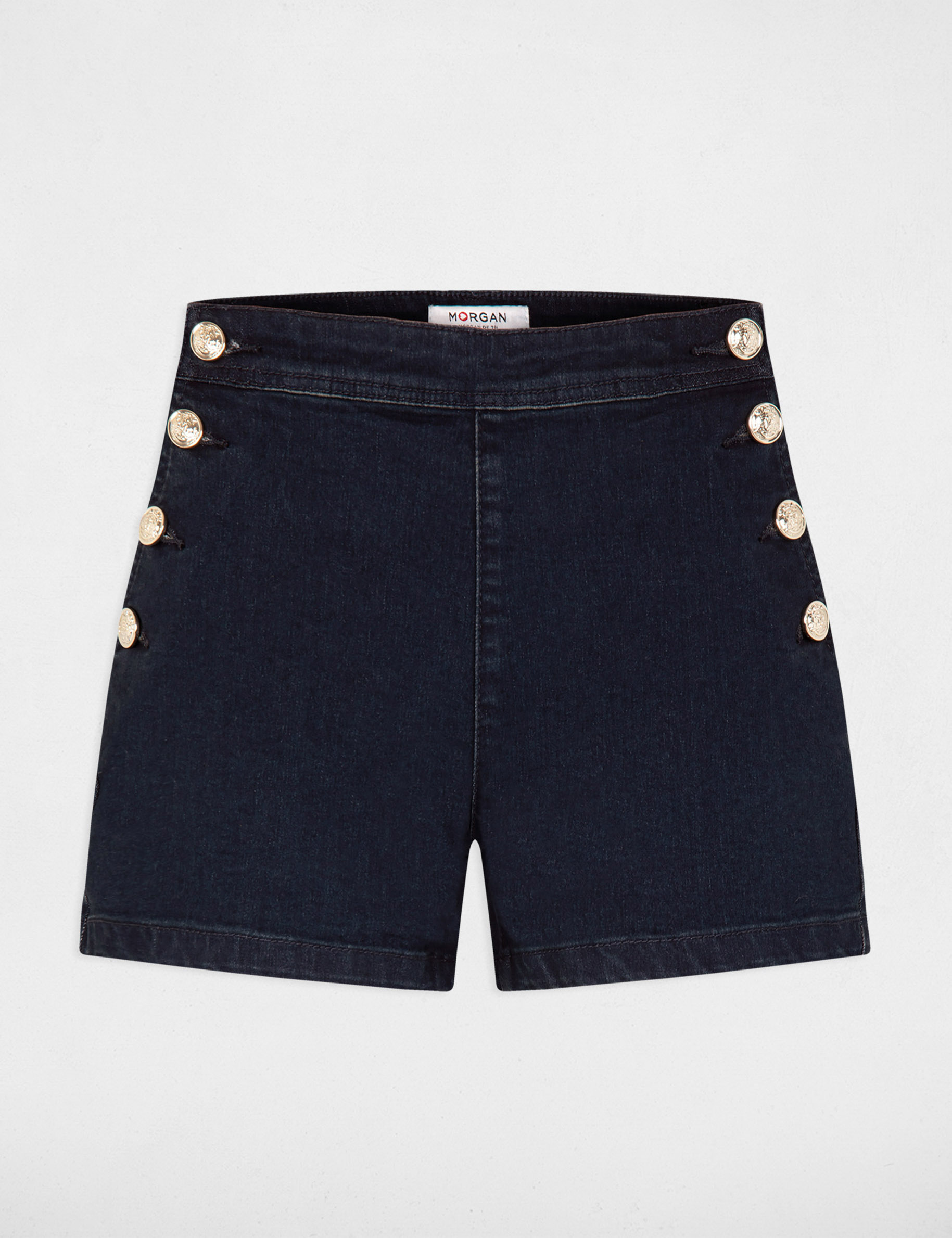 Short slim boutons denim brut femme