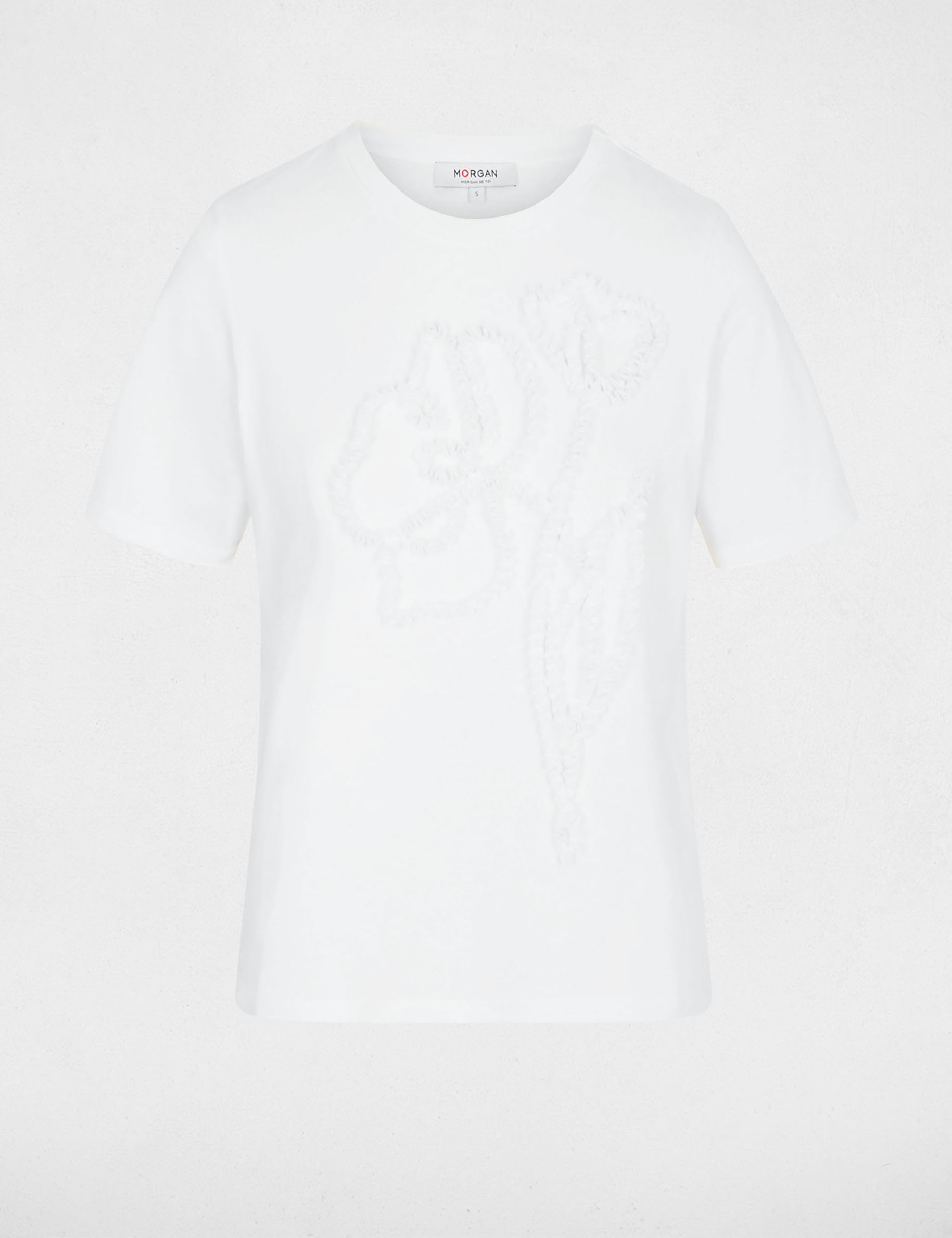 T-shirt imprim&eacute; floral blanc femme