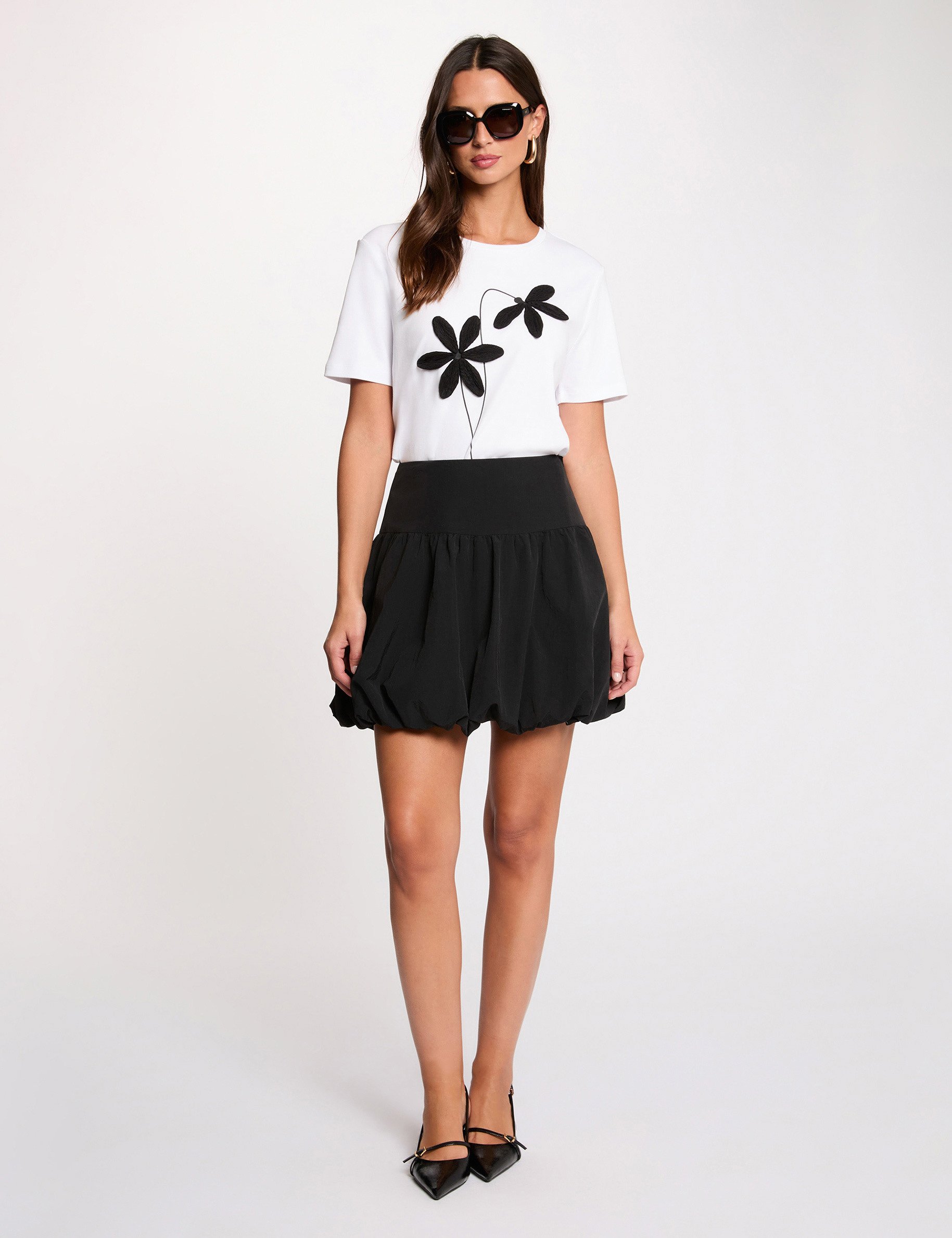 T-Shirt mit Rundhalsausschnitt weiss damen