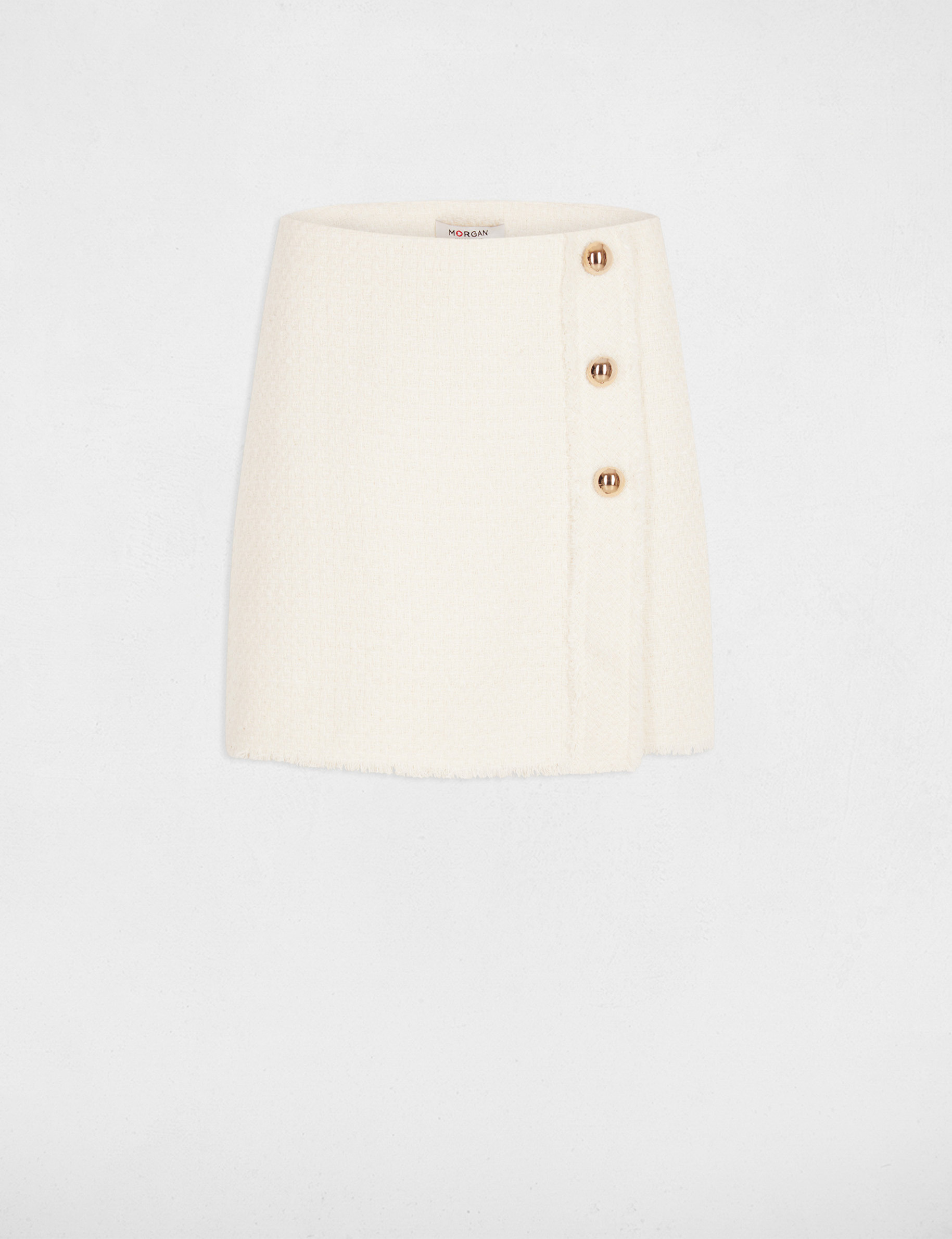 Jupe courte ajust&eacute;e ivoire femme