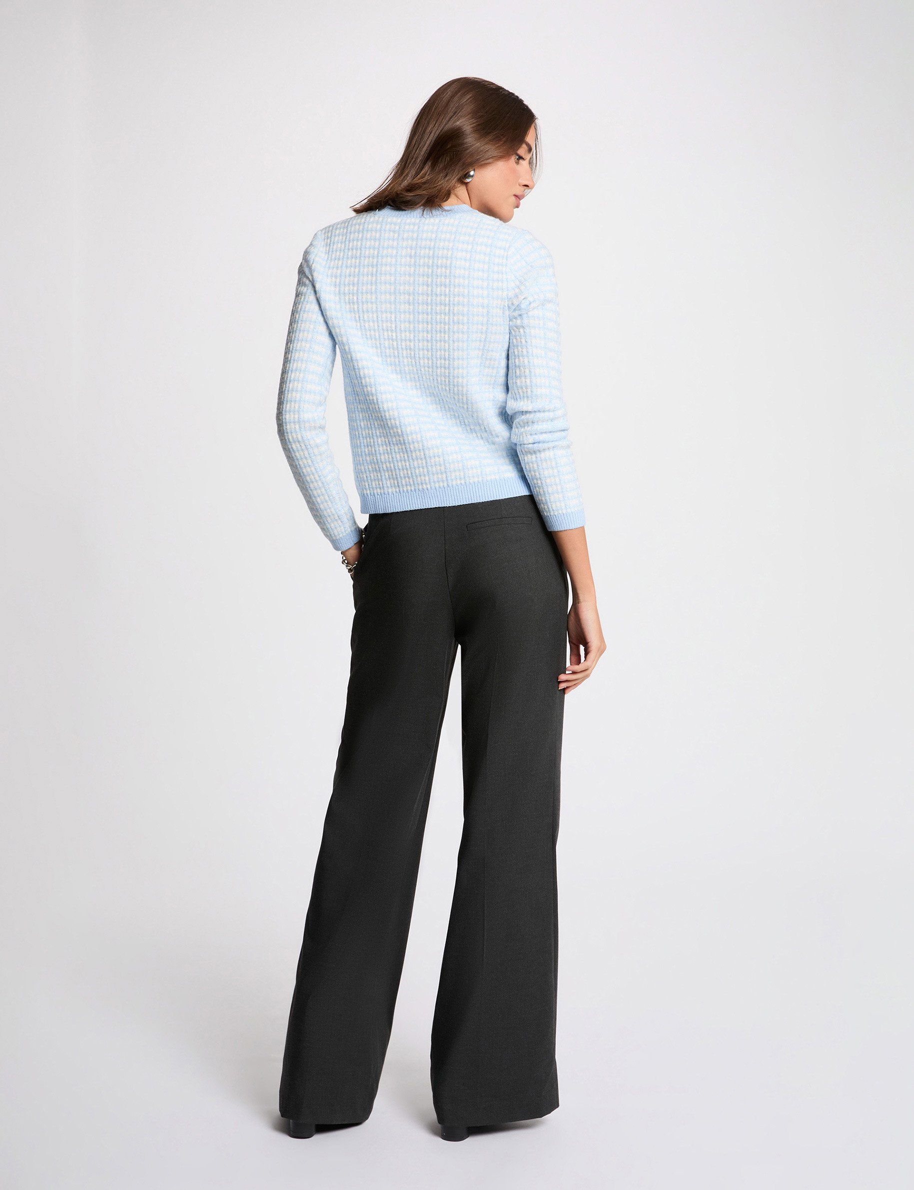 Gilet ajust&eacute; jacquard bleu ciel femme