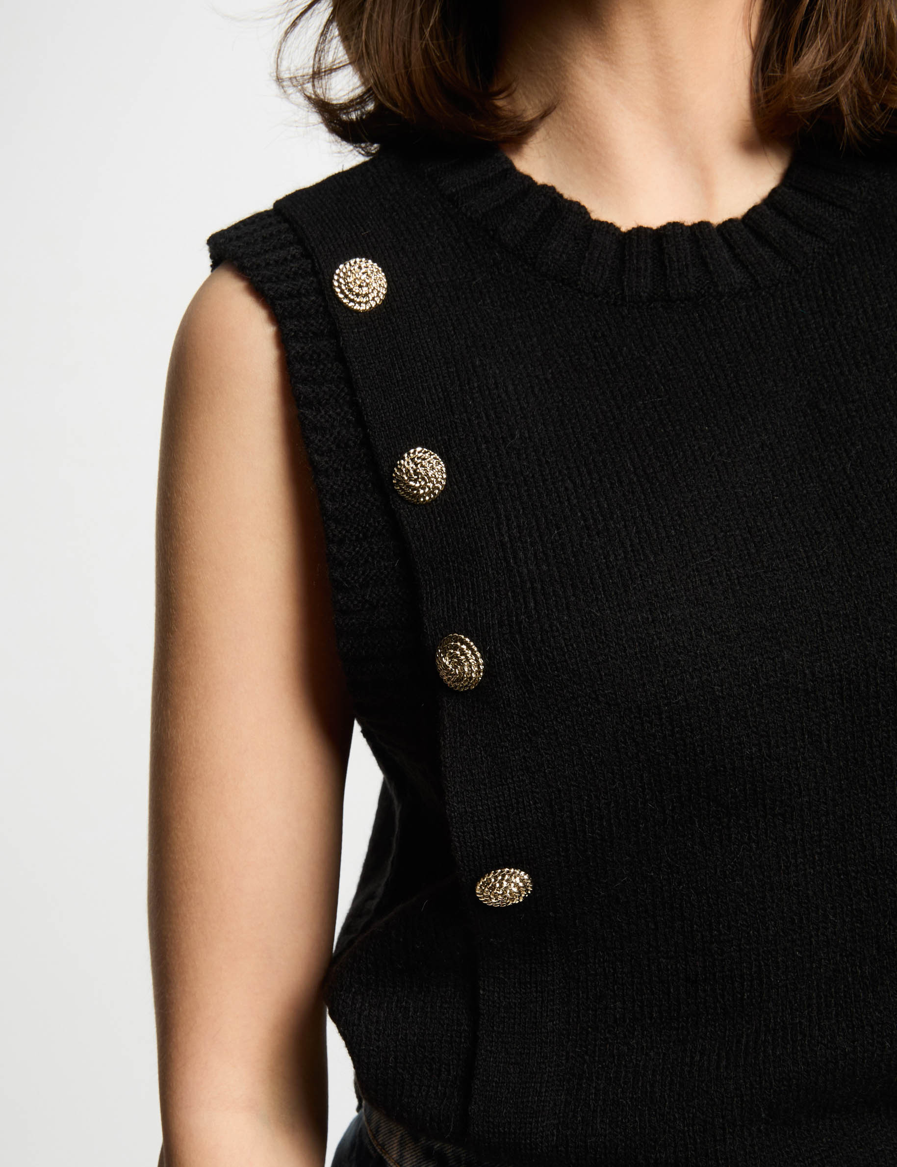 Pull sans manches noir femme