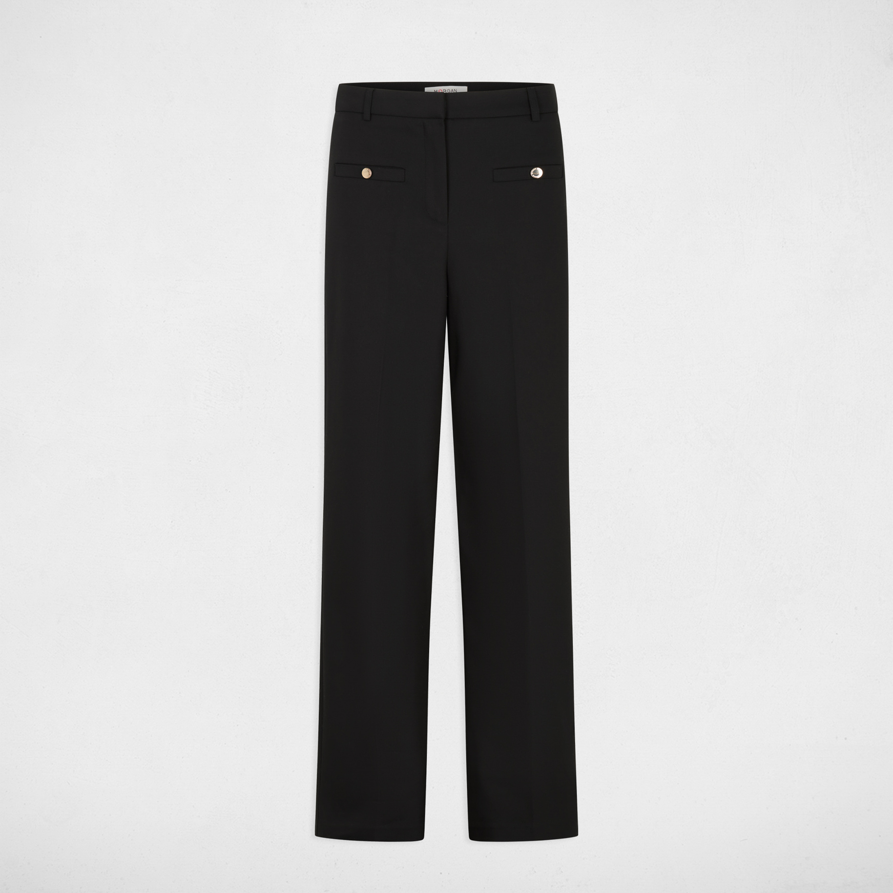 Weit geschnittene hochgeschnittene Hose schwarz damen
