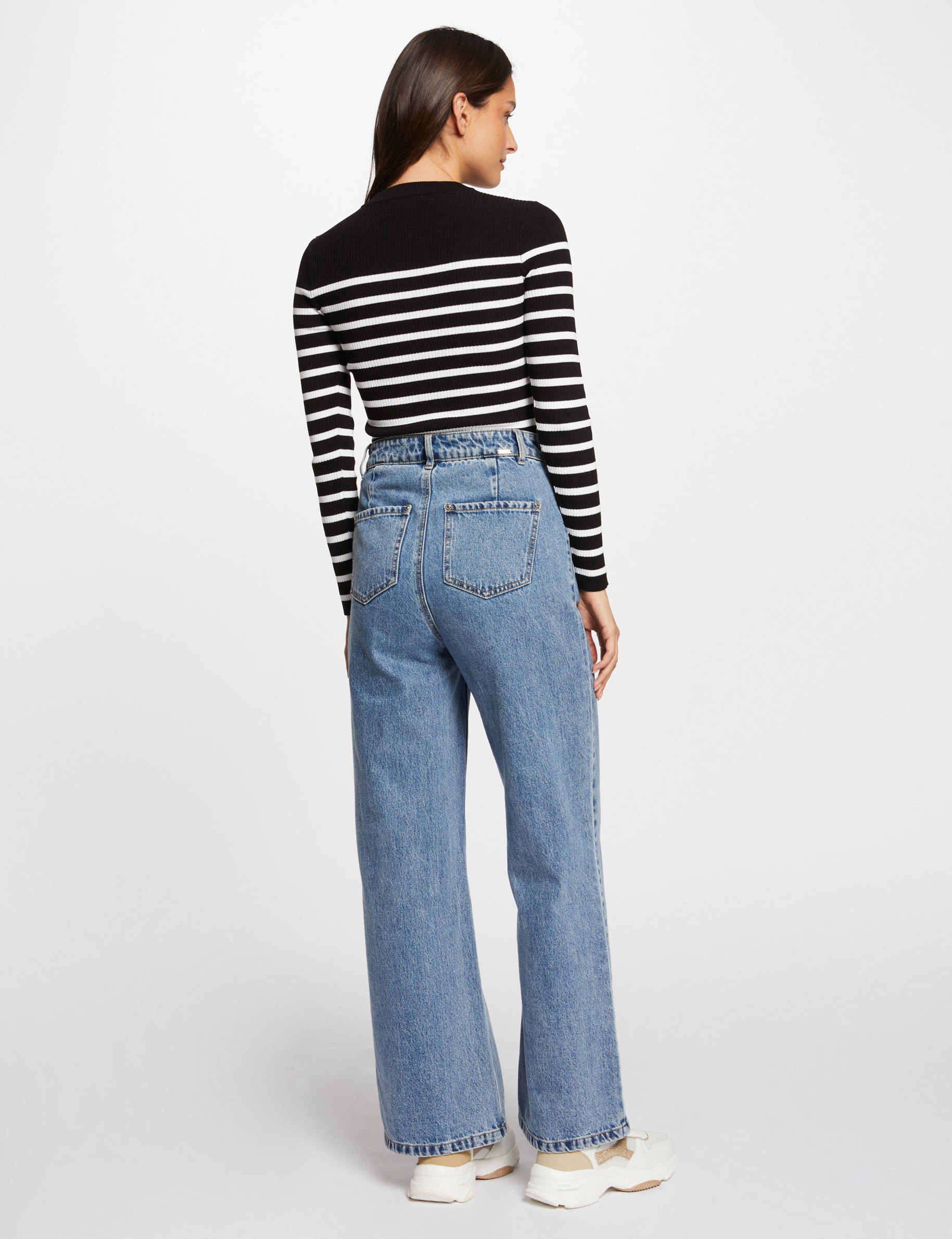 pull manches longues a rayures noir femme Pull manches longues à rayures noir femme