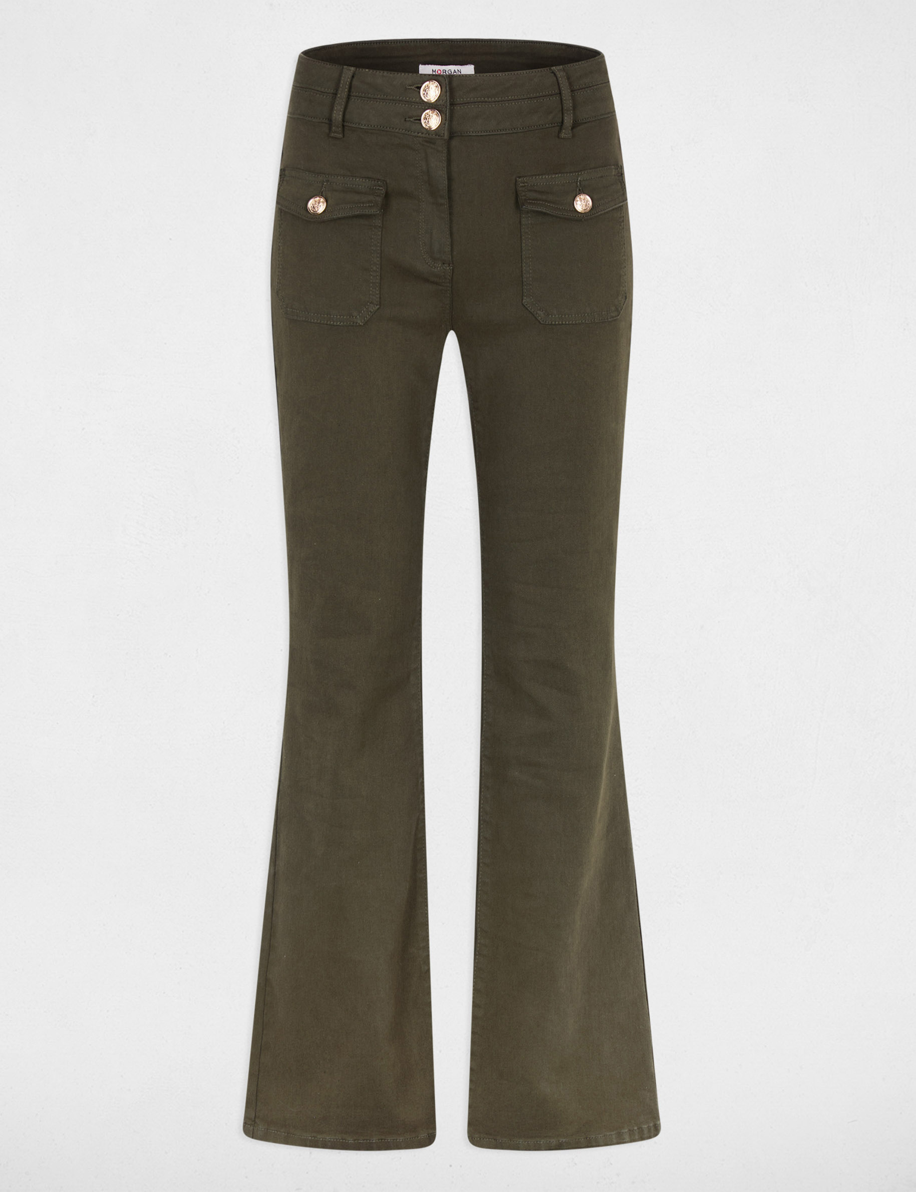 Pantalon bootcut vert kaki femme