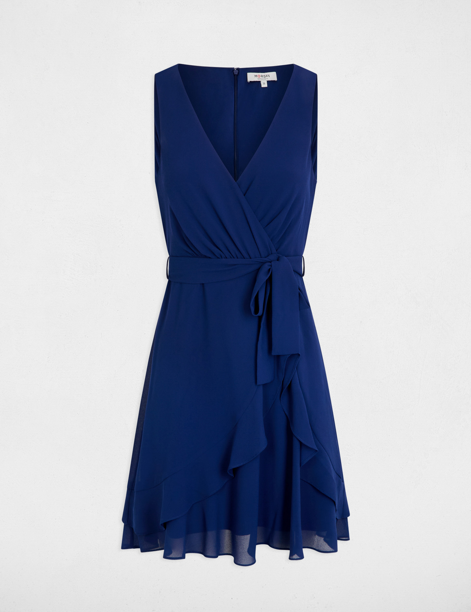 Robe courte portefeuille bleu marine femme