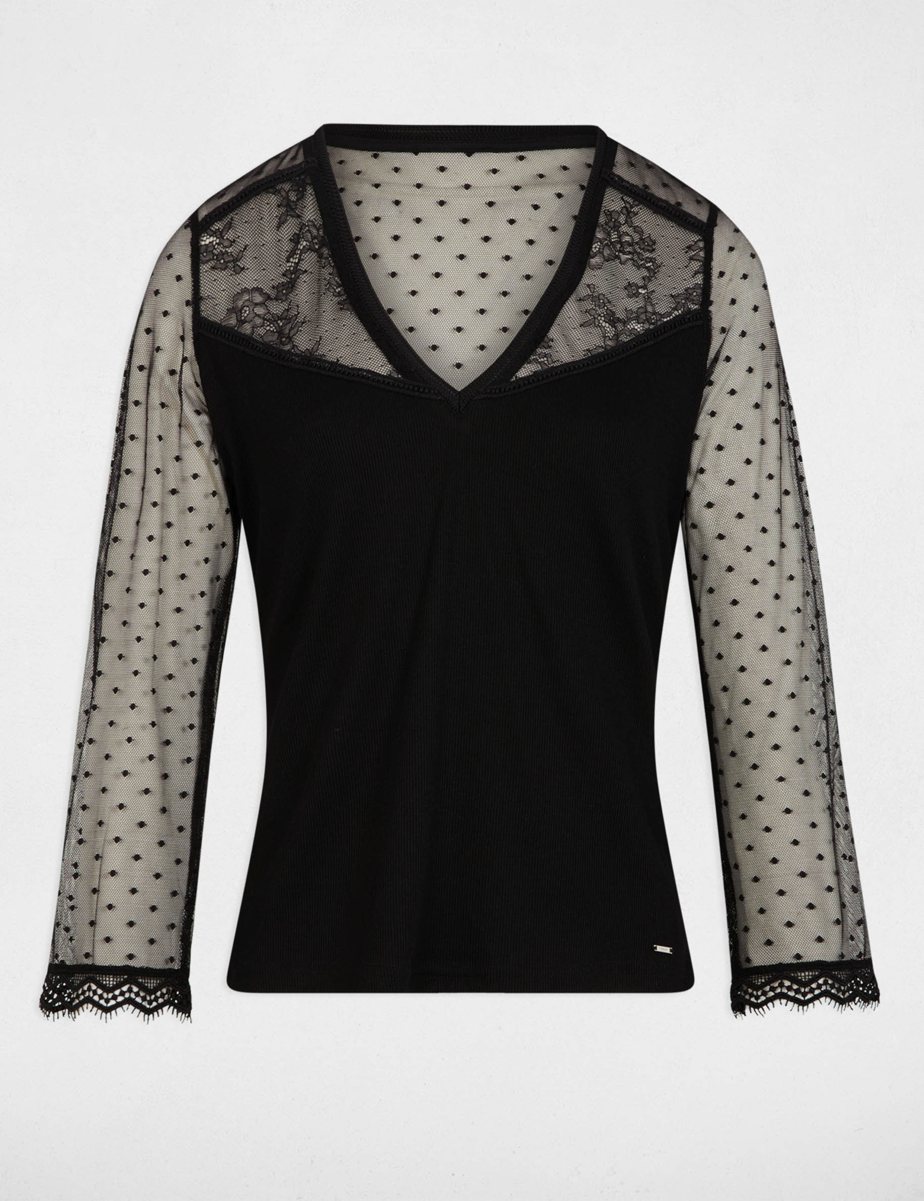 t shirt manches 34 noir femme T-shirt manches 3/4 noir femme