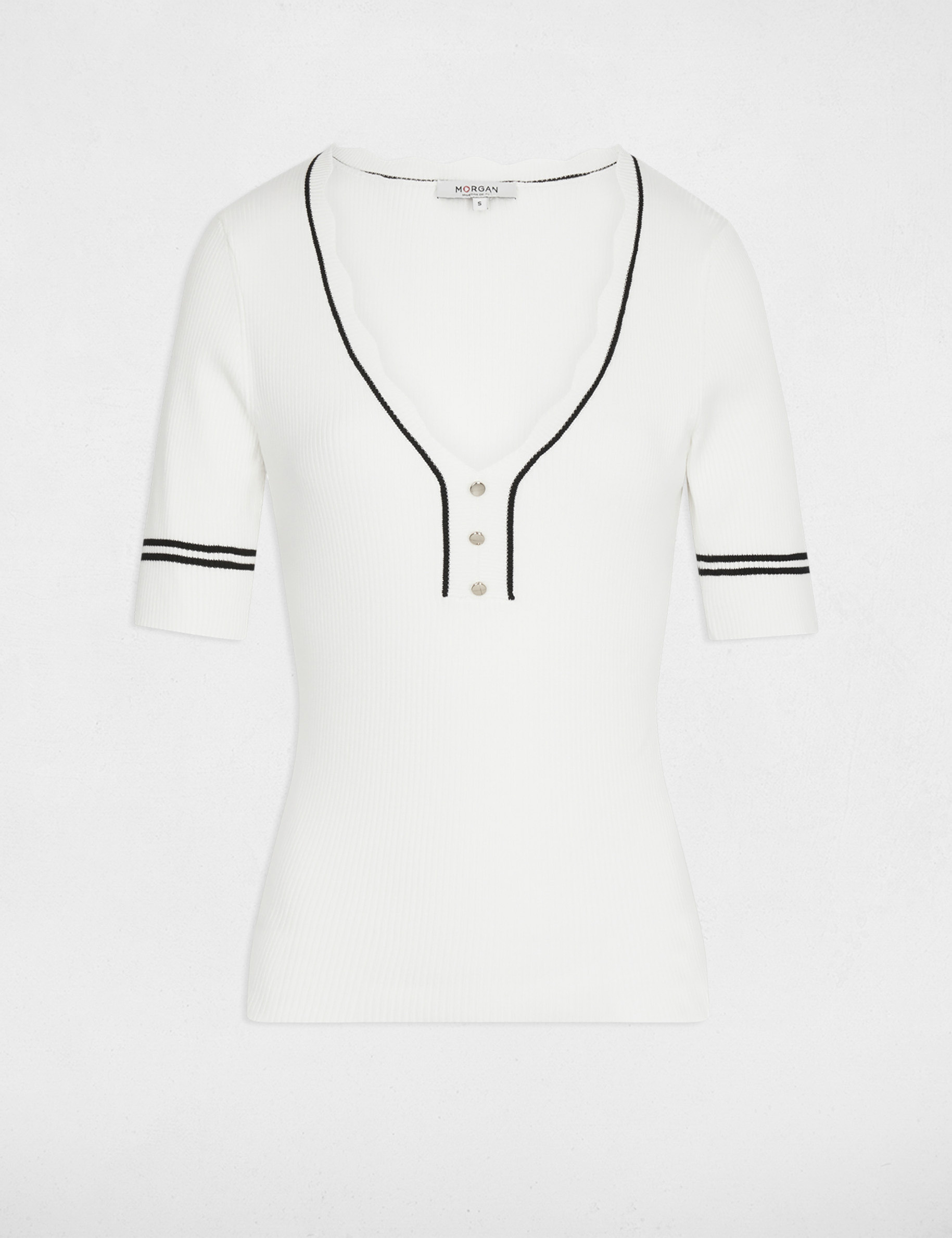 Figurbetonter V-Pullover weiss damen