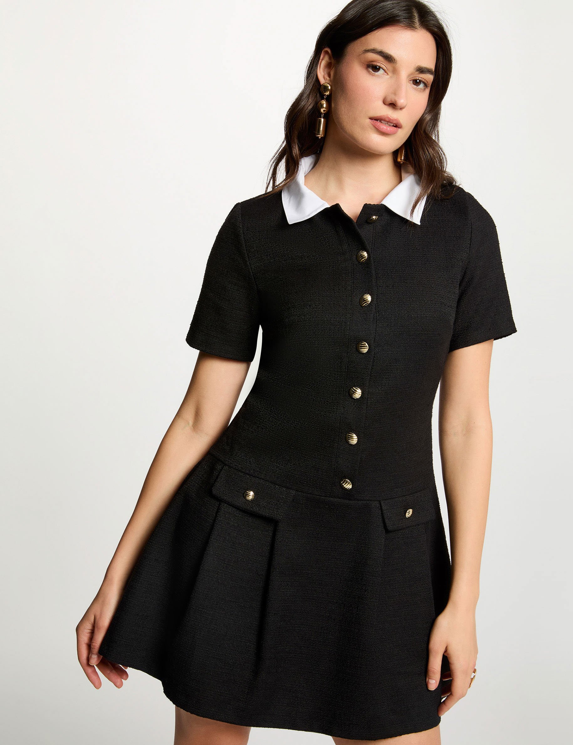 Robe courte tweed noir femme