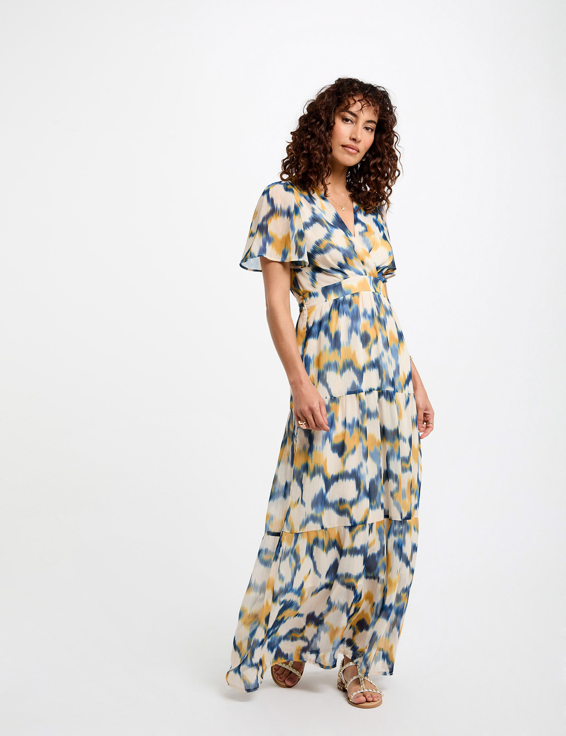 robe longue droite imprimee multicolore femme Robe longue droite imprimée multicolore femme