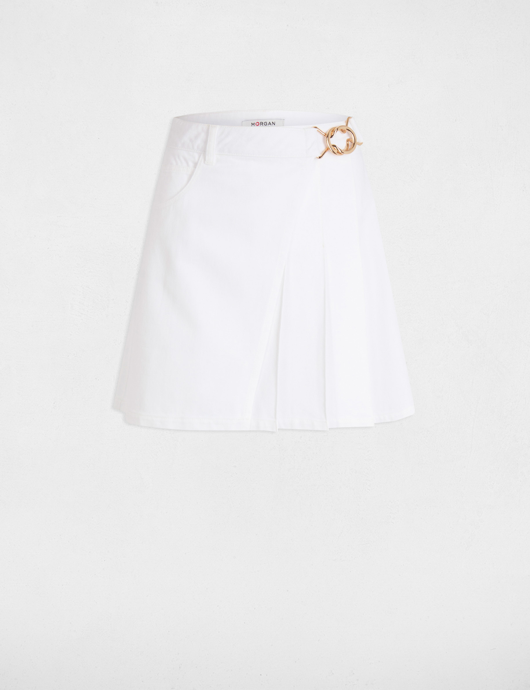 jupe en jean plissee blanc femme Jupe en jean plissée blanc femme