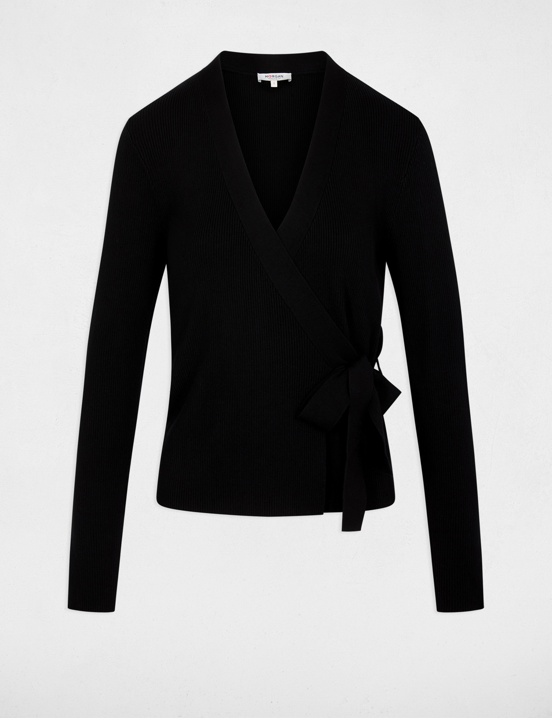 Wickelpullover mit V-Ausschnitt schwarz damen