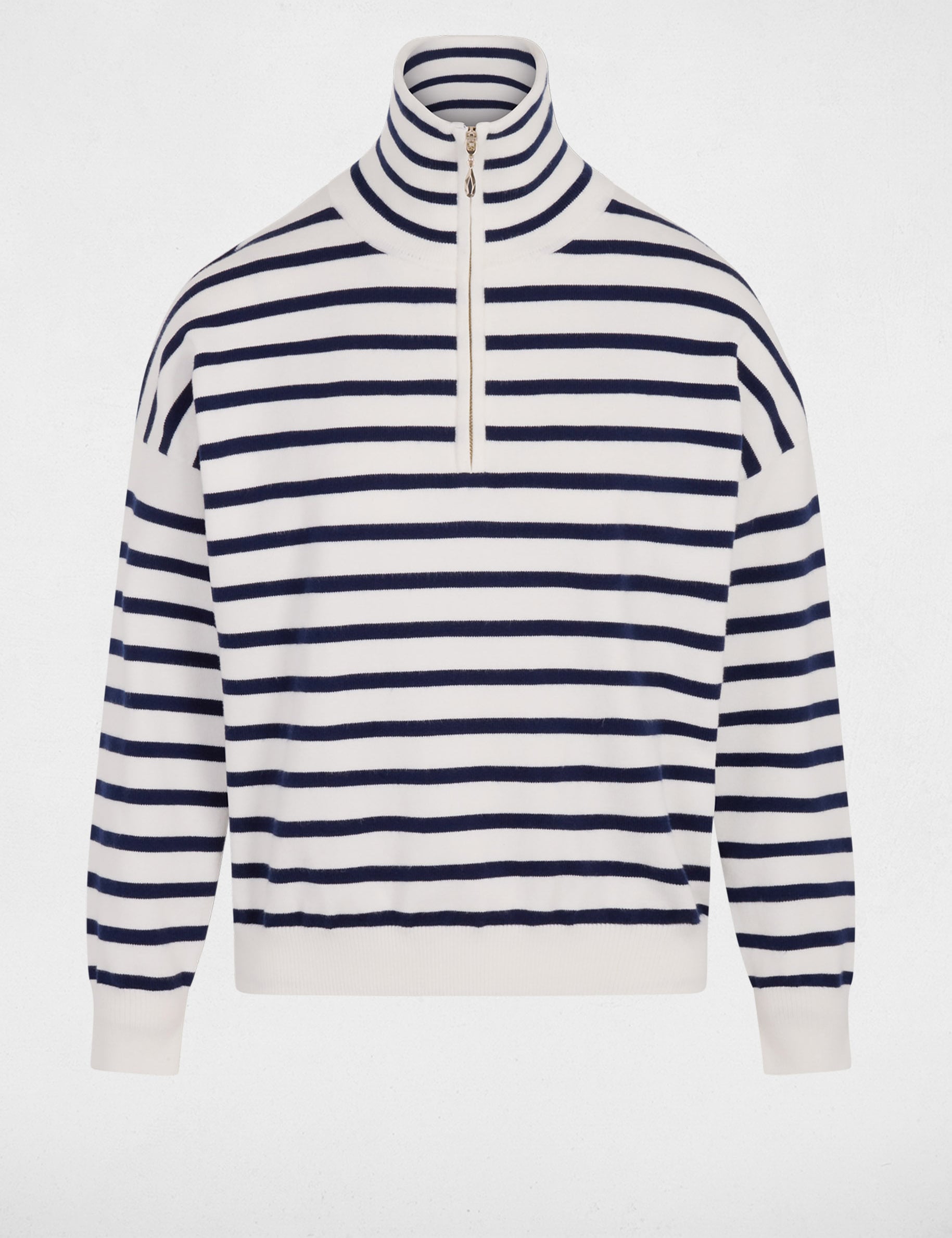 Pullover mit Troyerkragen weiss damen