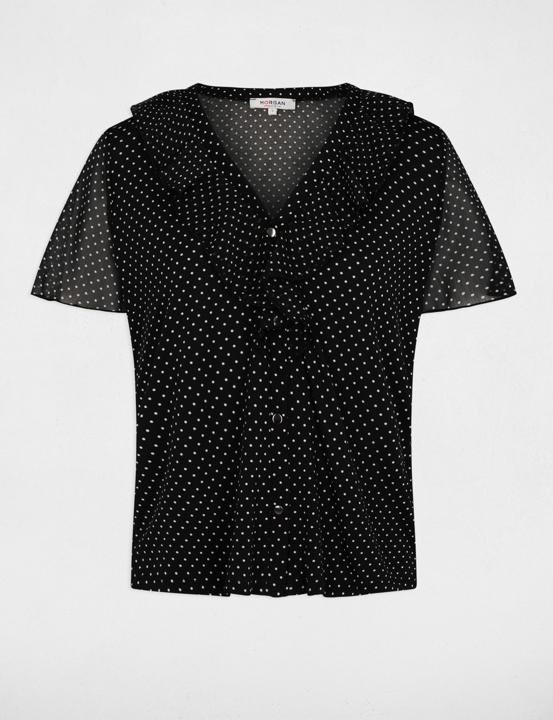 Chemise voile col v noir femme