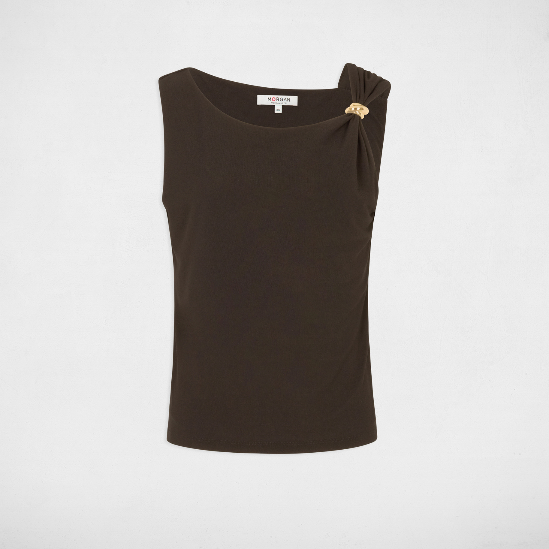 Asymmetrisches T-Shirt mit Schmuck dunkelbraun damen