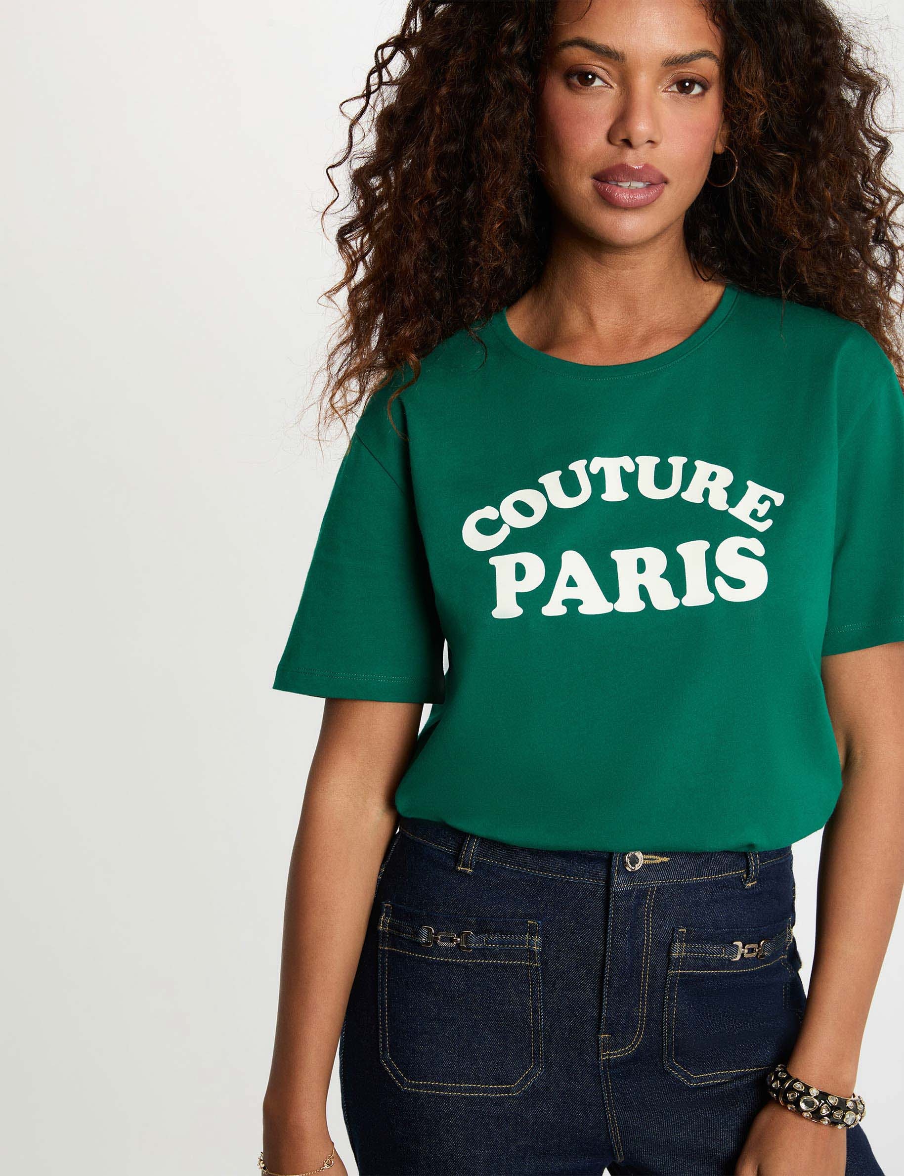 T-shirt manches courtes vert femme