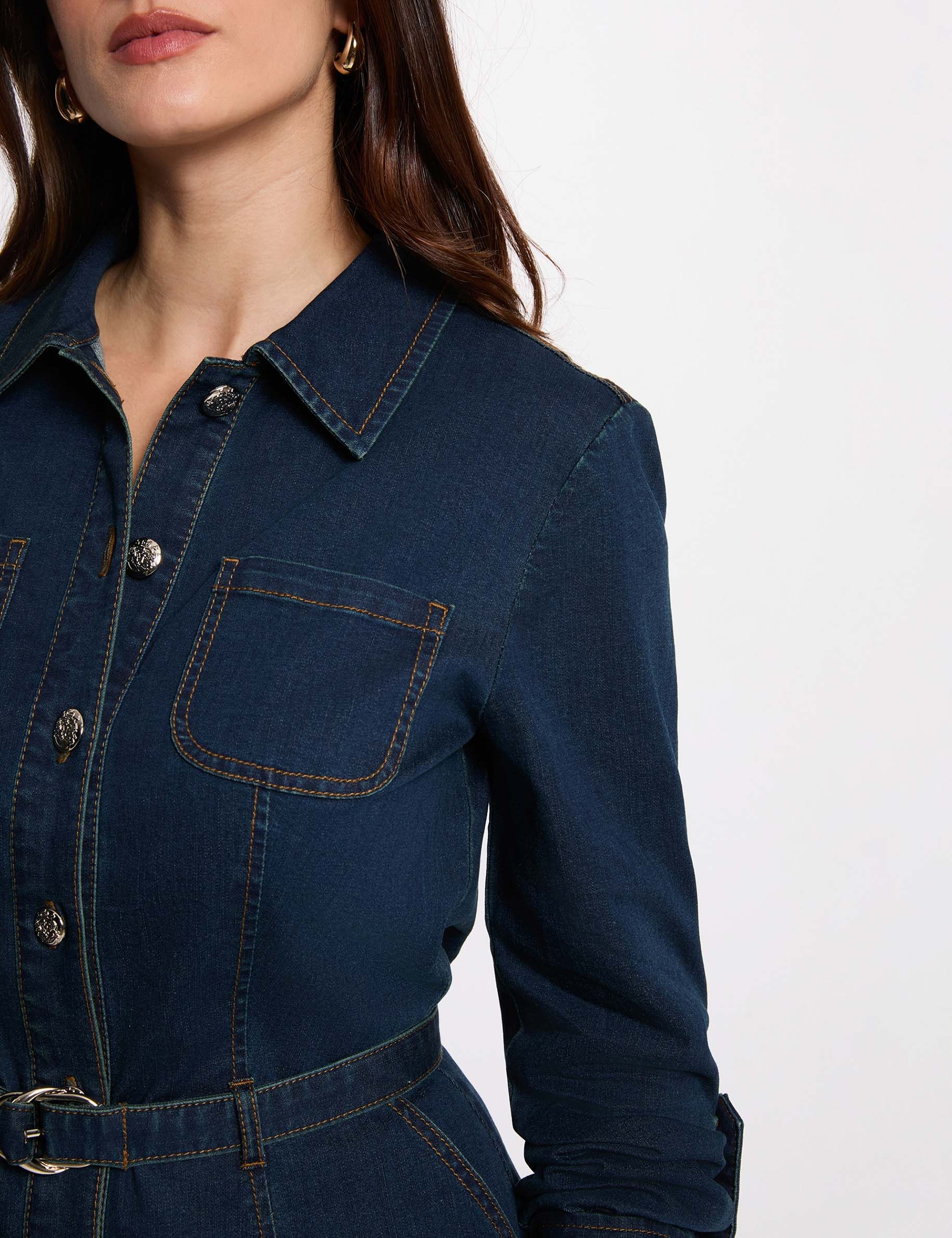 Robe courte ajust&eacute;e denim brut femme