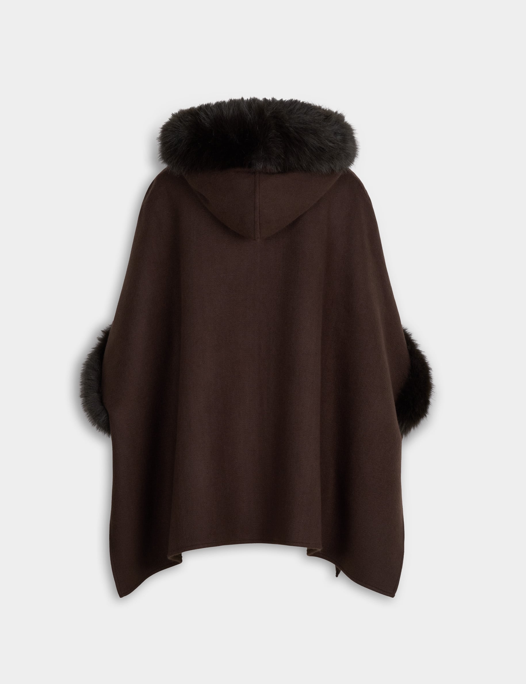 Poncho aus Kunstfell dunkelbraun damen