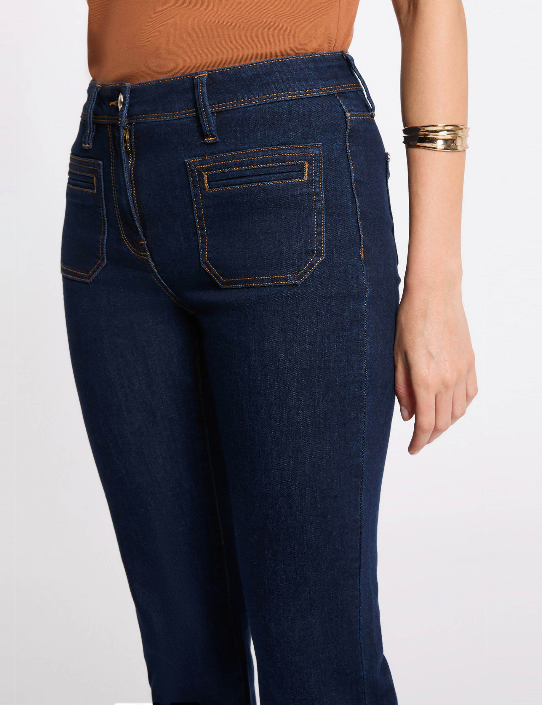 Jean bootcut taille haute denim brut femme