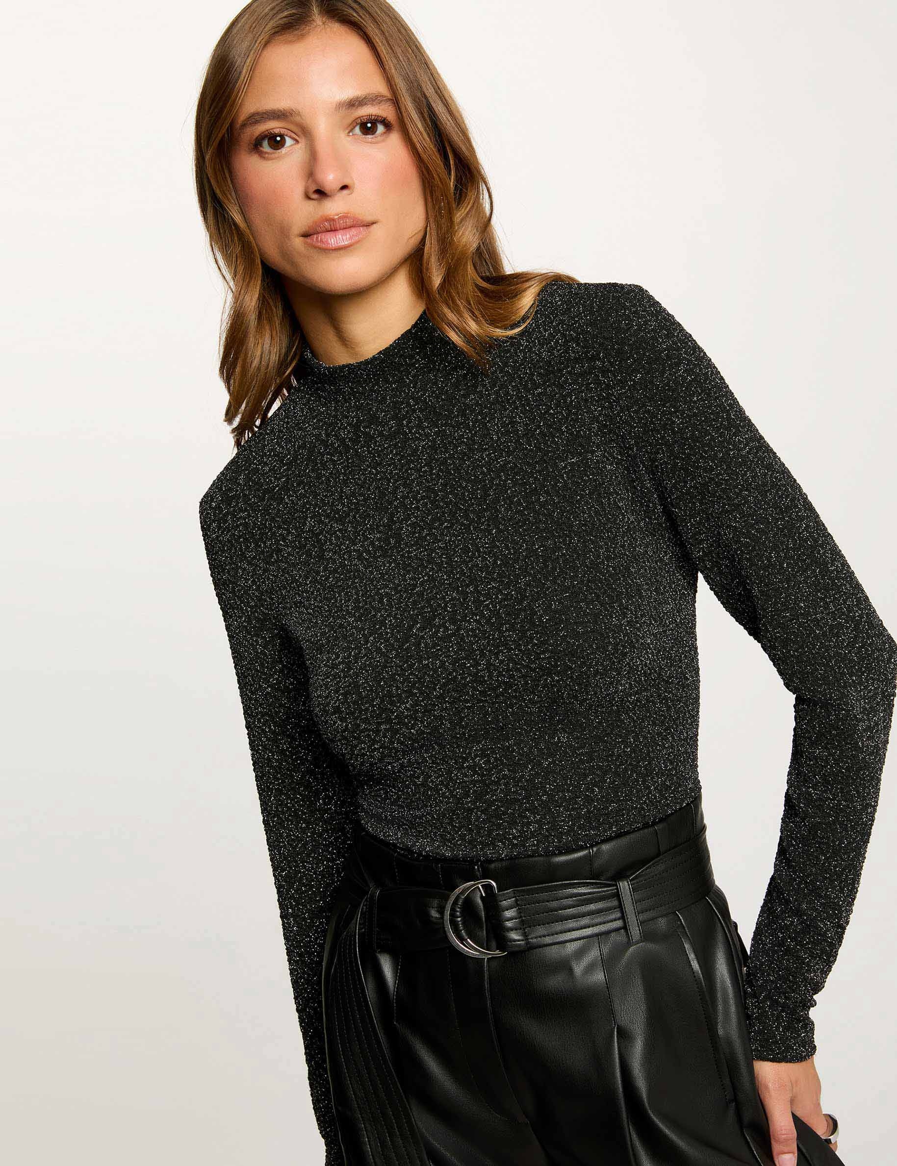 Kurzes T-Shirt mit Stehkragen couleur argent damen