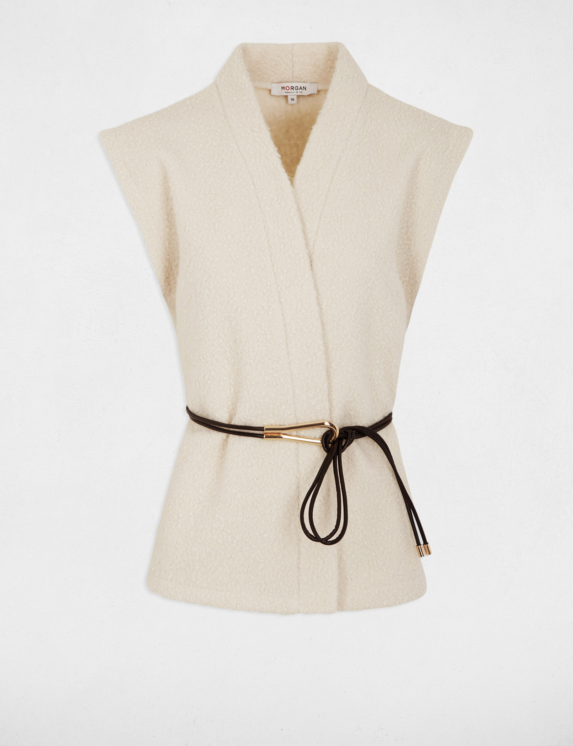 Veste sans manches ivoire femme