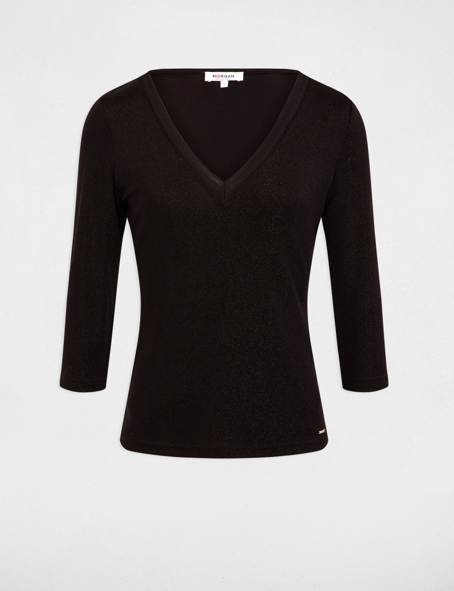 t shirt mit 34 armeln schwarz damen T-Shirt mit 3/4-Ärmeln schwarz damen
