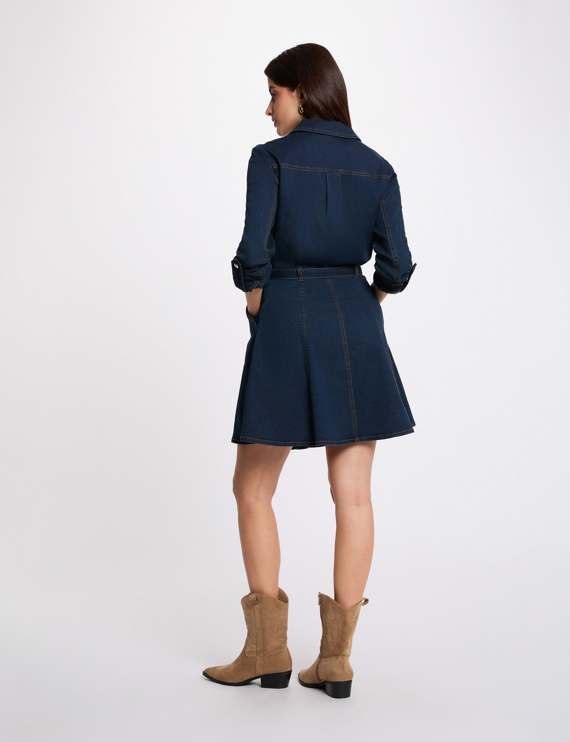 Robe courte ajust&eacute;e denim brut femme