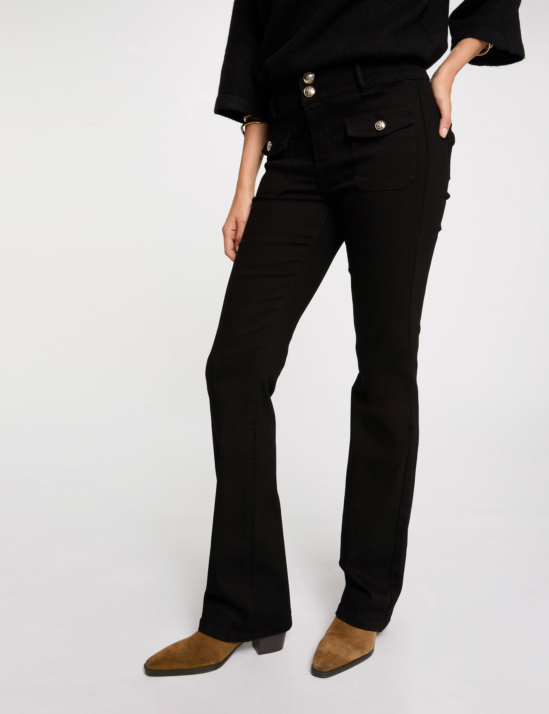 bootcut jeans mit pattentaschen schwarz damen Bootcut-Jeans mit Pattentaschen schwarz damen