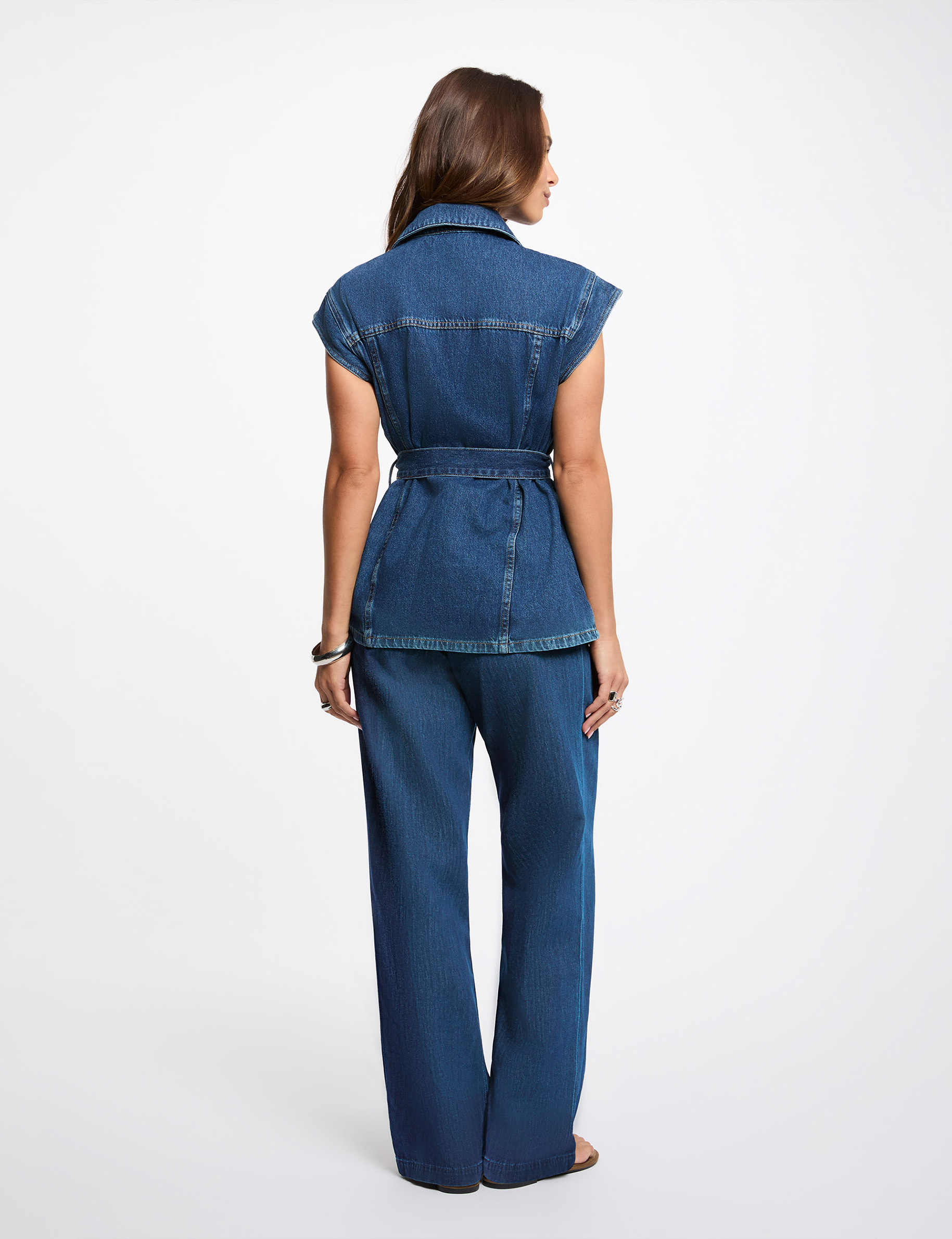 &Auml;rmellose Jeansjacke rohes denim damen