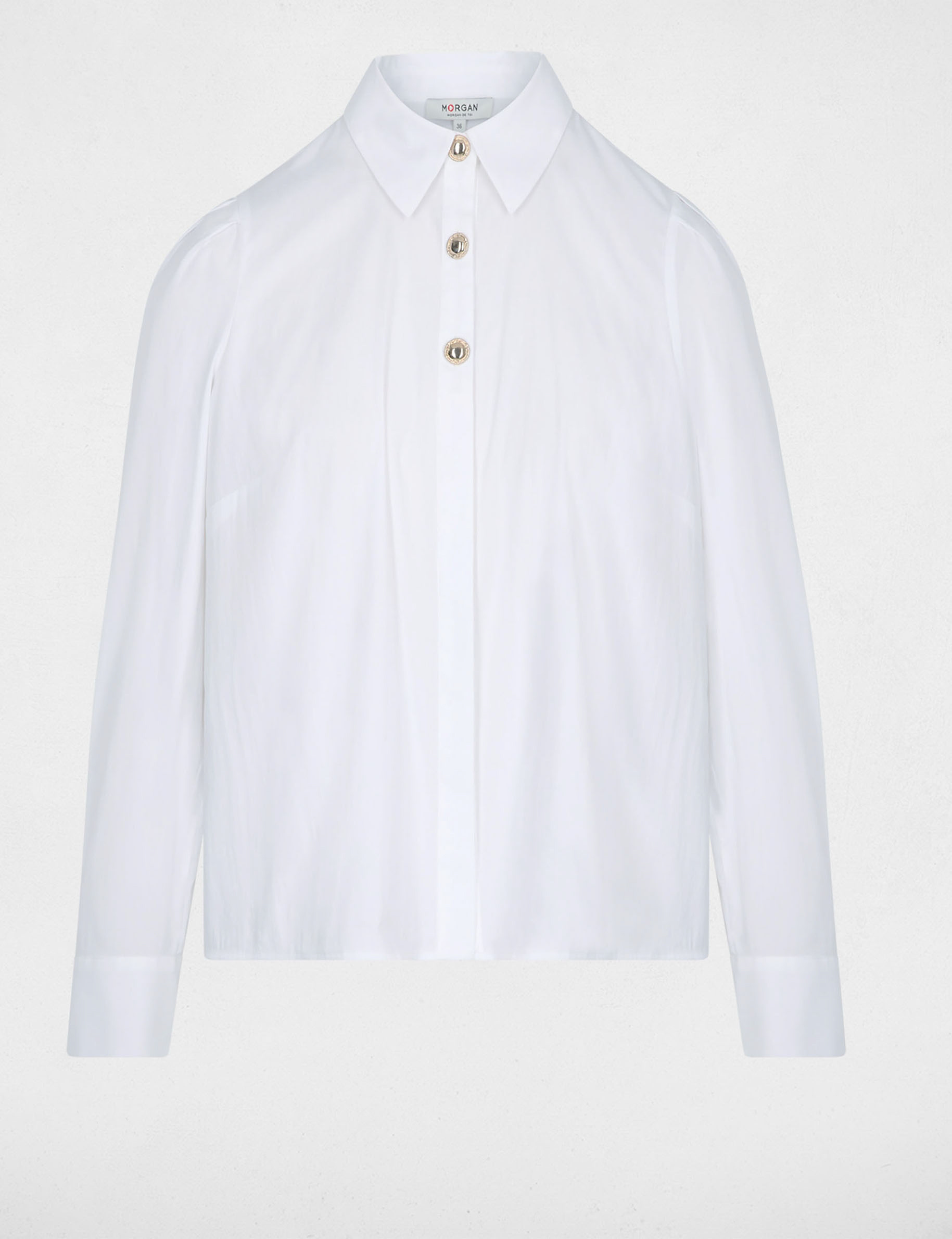 Chemise col &agrave; revers blanc femme