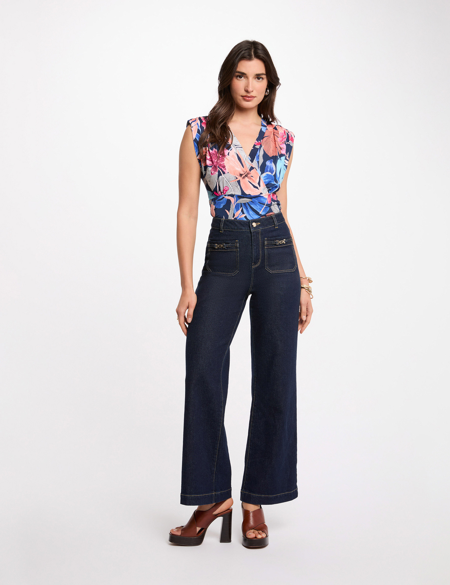 &Auml;rmelloses, enges T-Shirt mehrfarbig damen