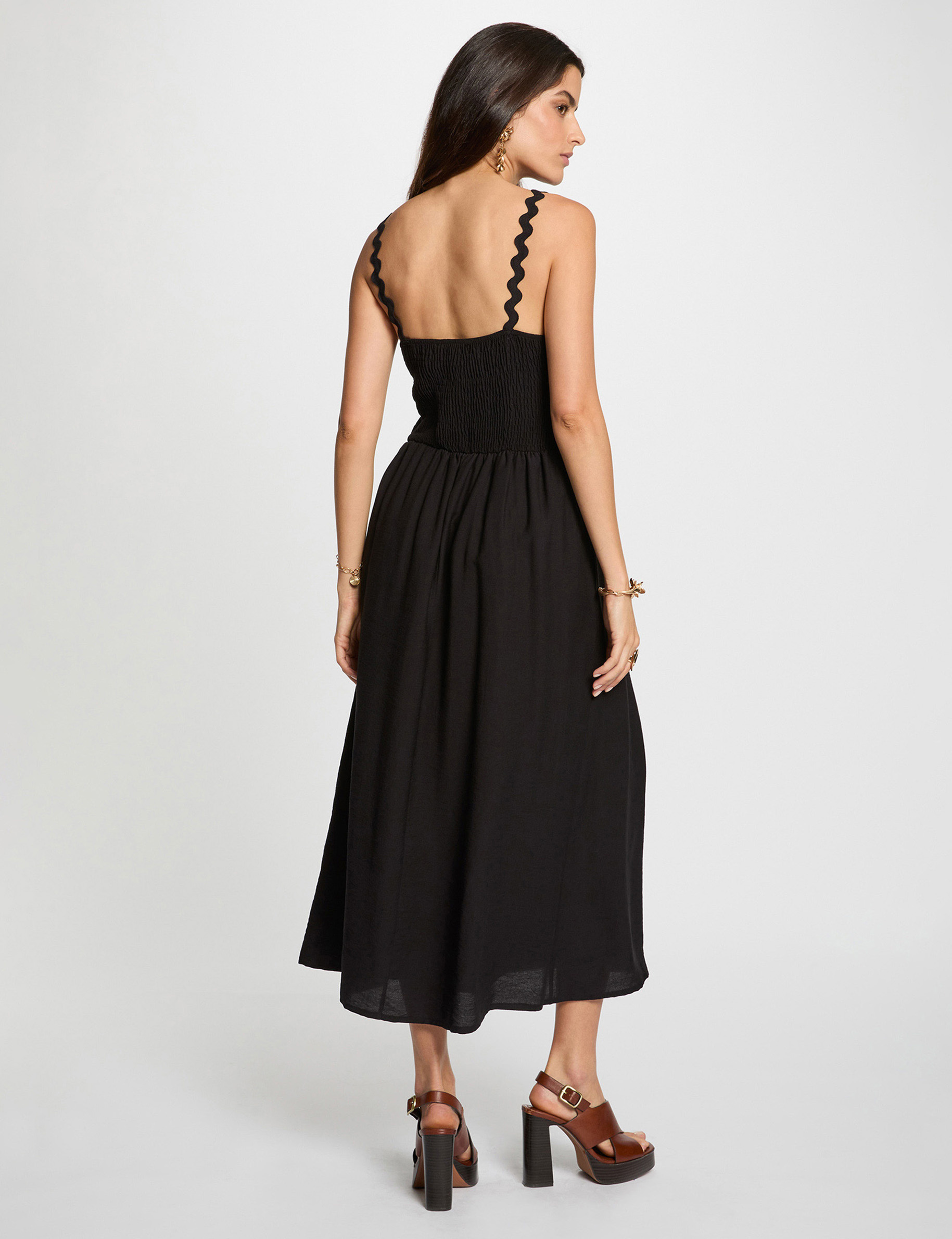 robe ajustee bretelles fantaisie noir femme Robe ajustée bretelles fantaisie noir femme