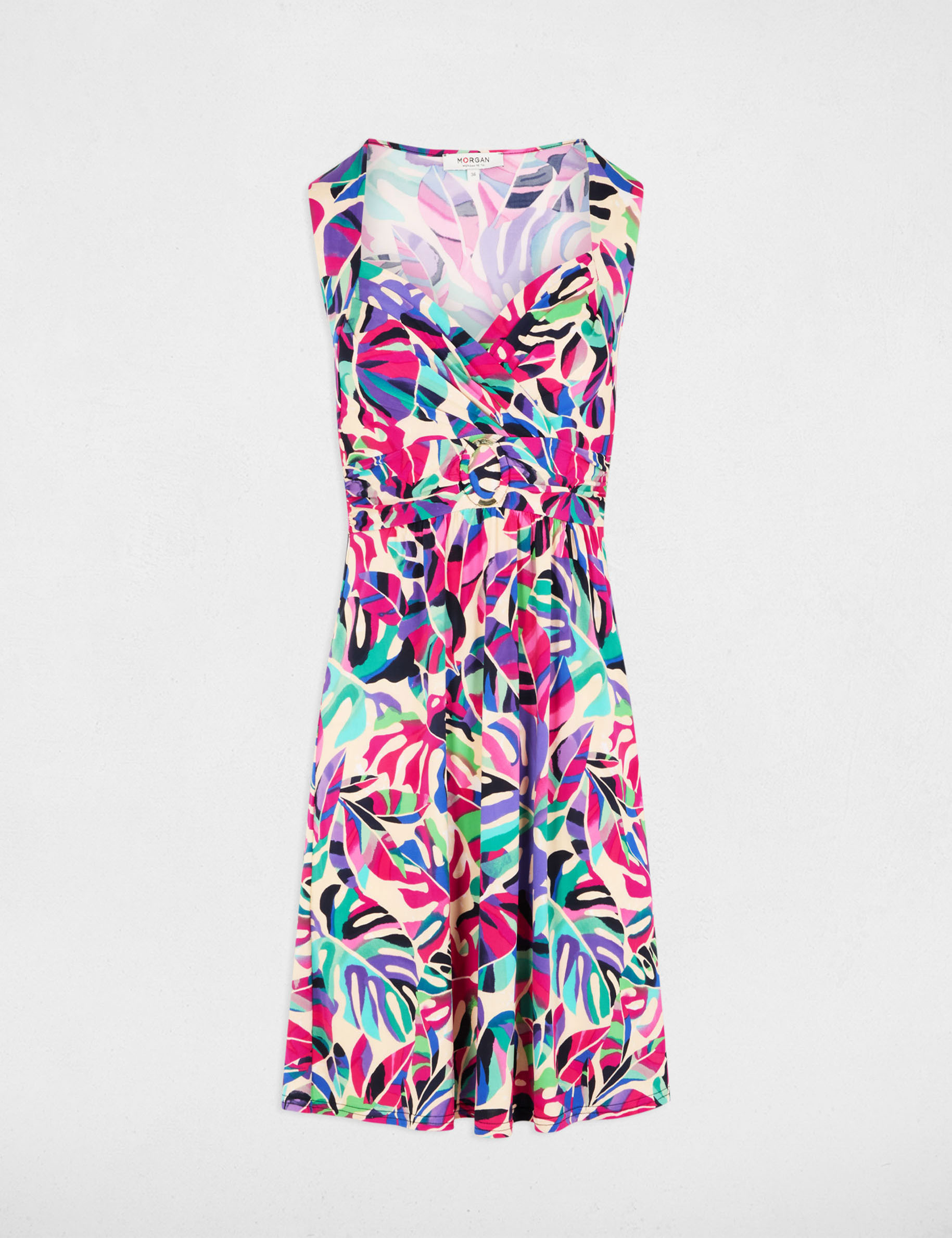 kurzes ausgestelltes bedrucktes kleid mehrfarbig damen Kurzes, ausgestelltes, bedrucktes Kleid mehrfarbig damen